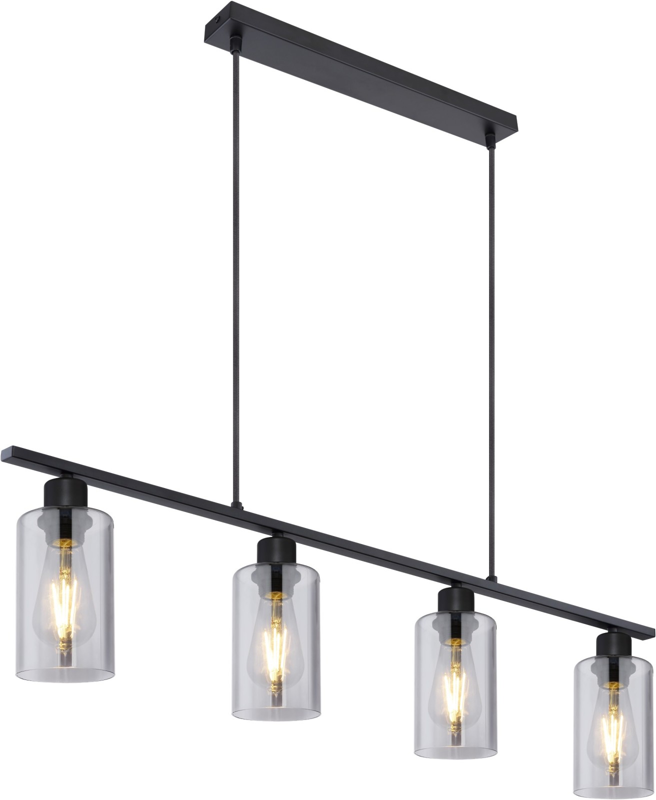 Pendelleuchte - schwarz matt - rauchfarben - 120 cm hoch