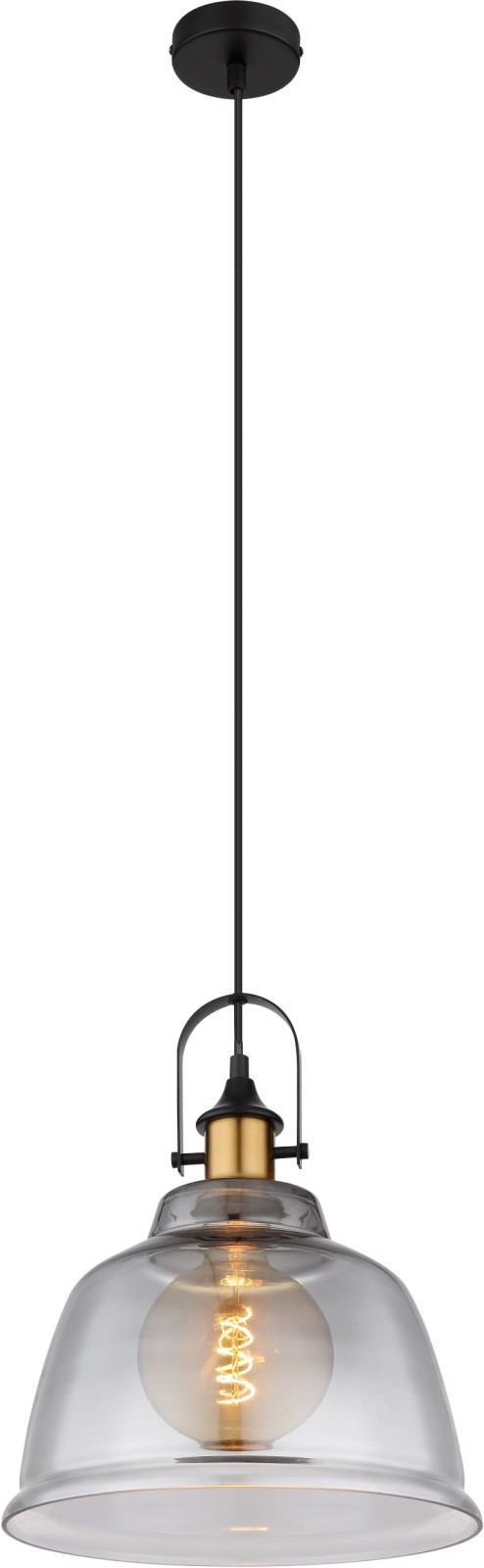 Pendelleuchte - schwarz-messingfarben - Metall - 30 cm