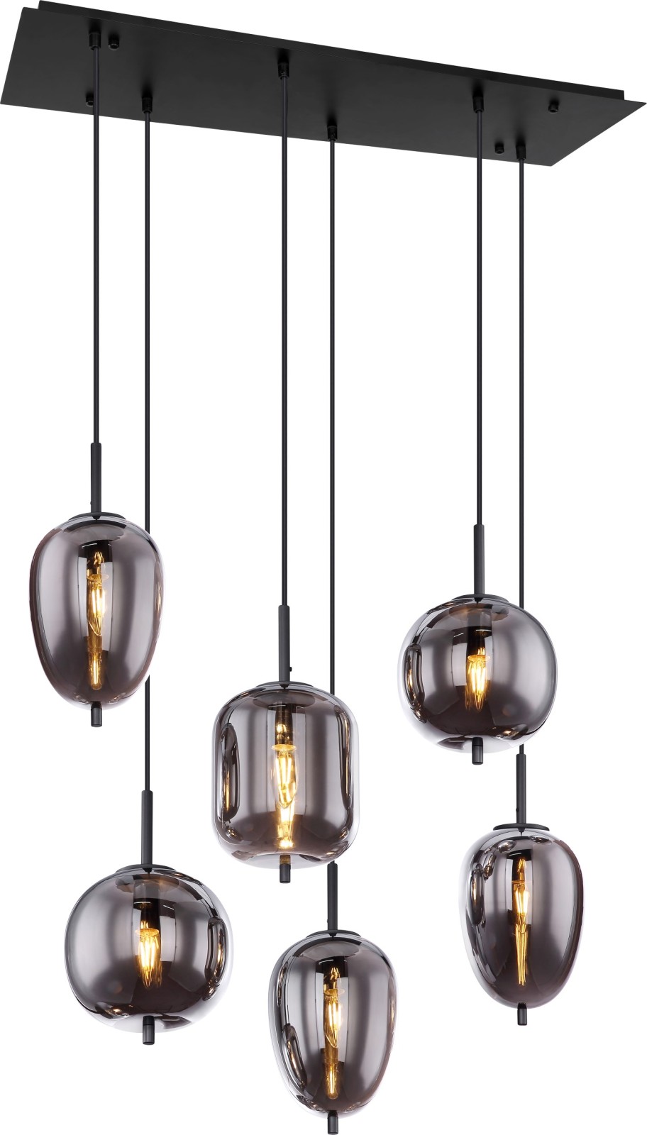 Pendelleuchte - schwarz - Metall-Glas - 80 cm breit