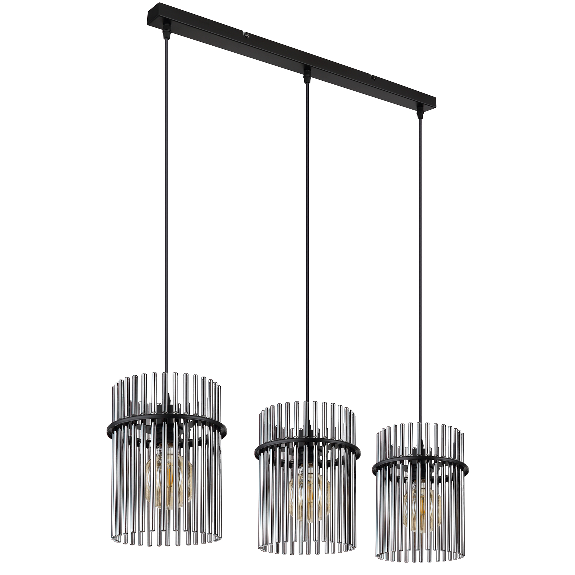 Pendelleuchte - schwarz - rauchfarben - 140 cm