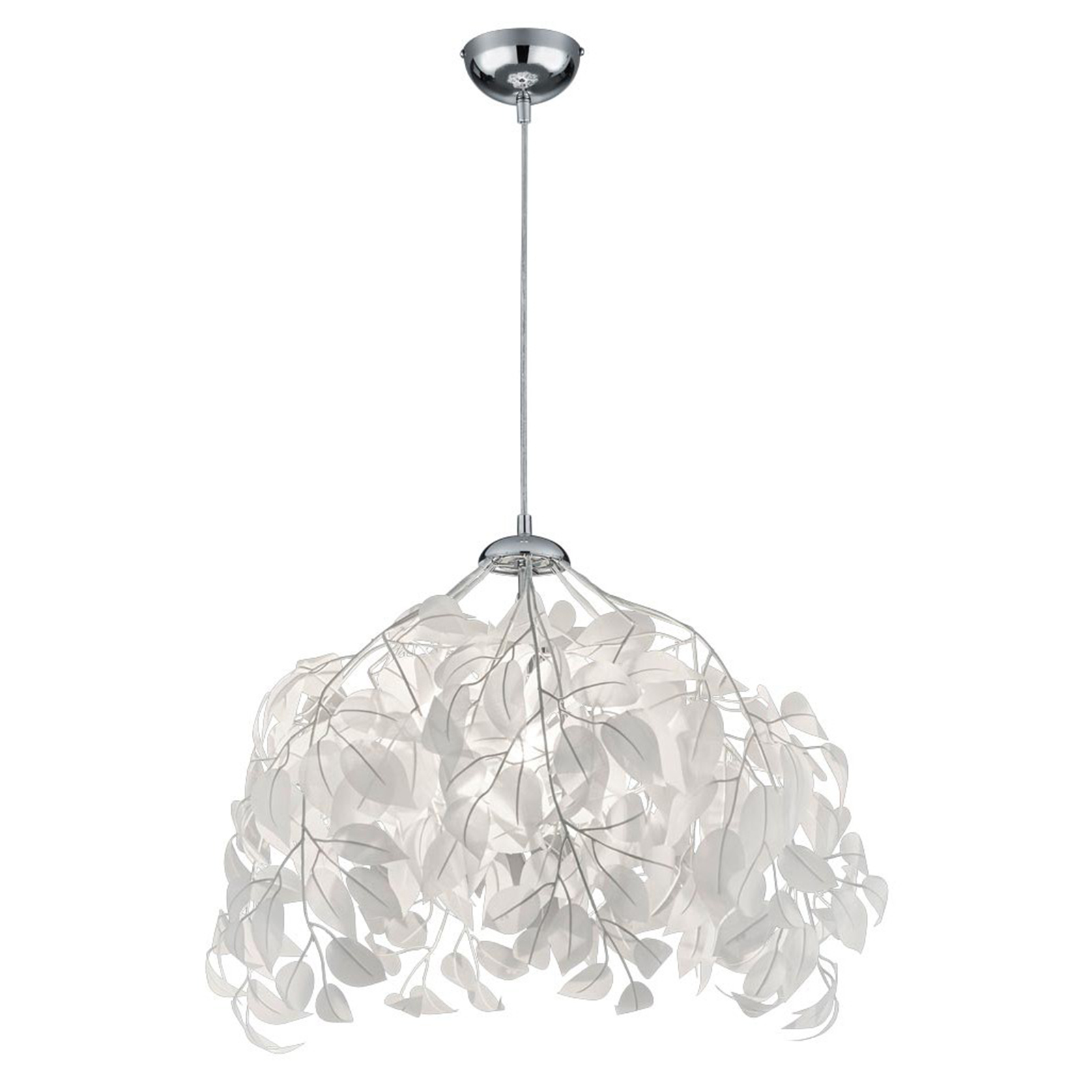 Pendelleuchte - weiß-chrom - Federn - Ø 38 cm