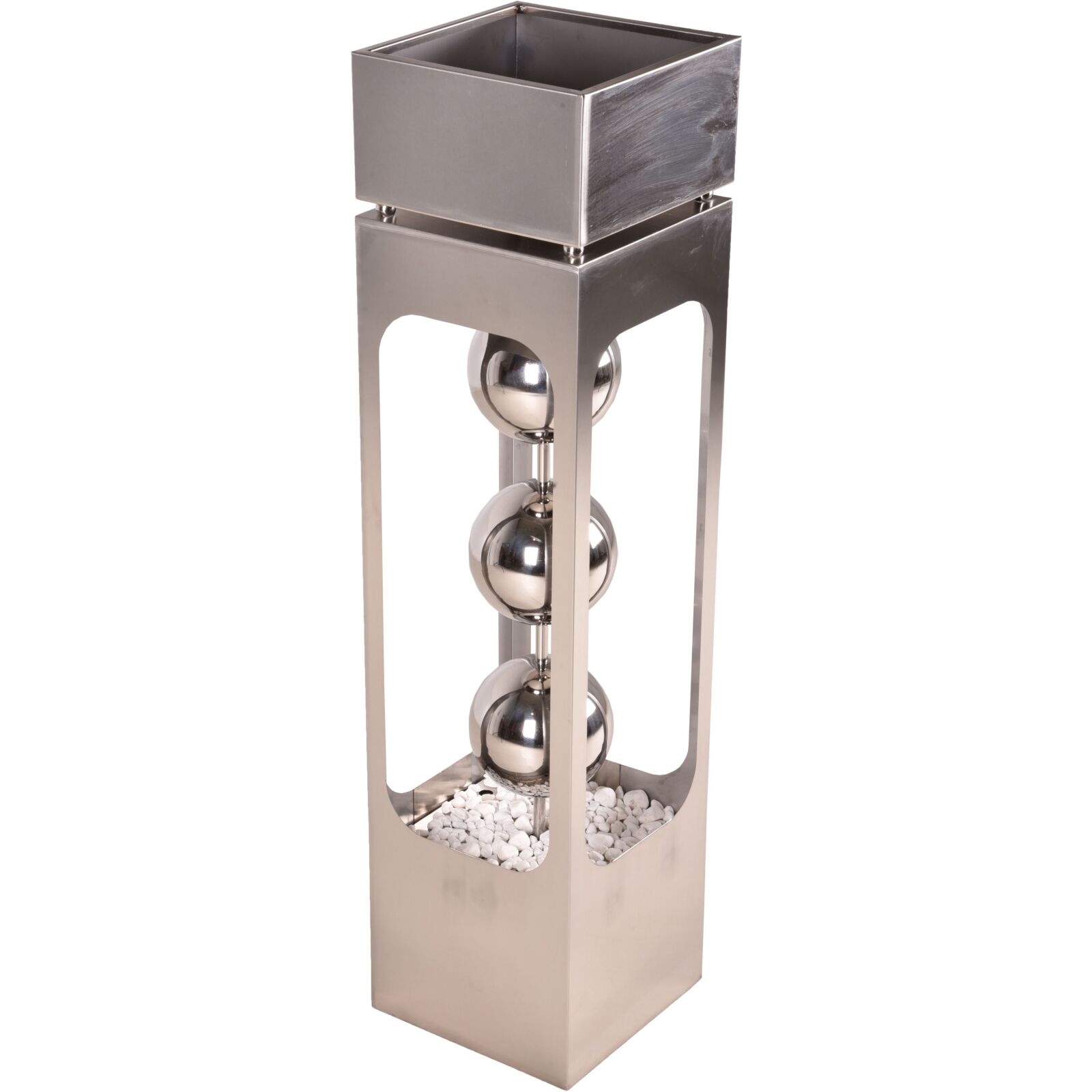 Pflanzsäule KASKADE - silber - mit Brunnen