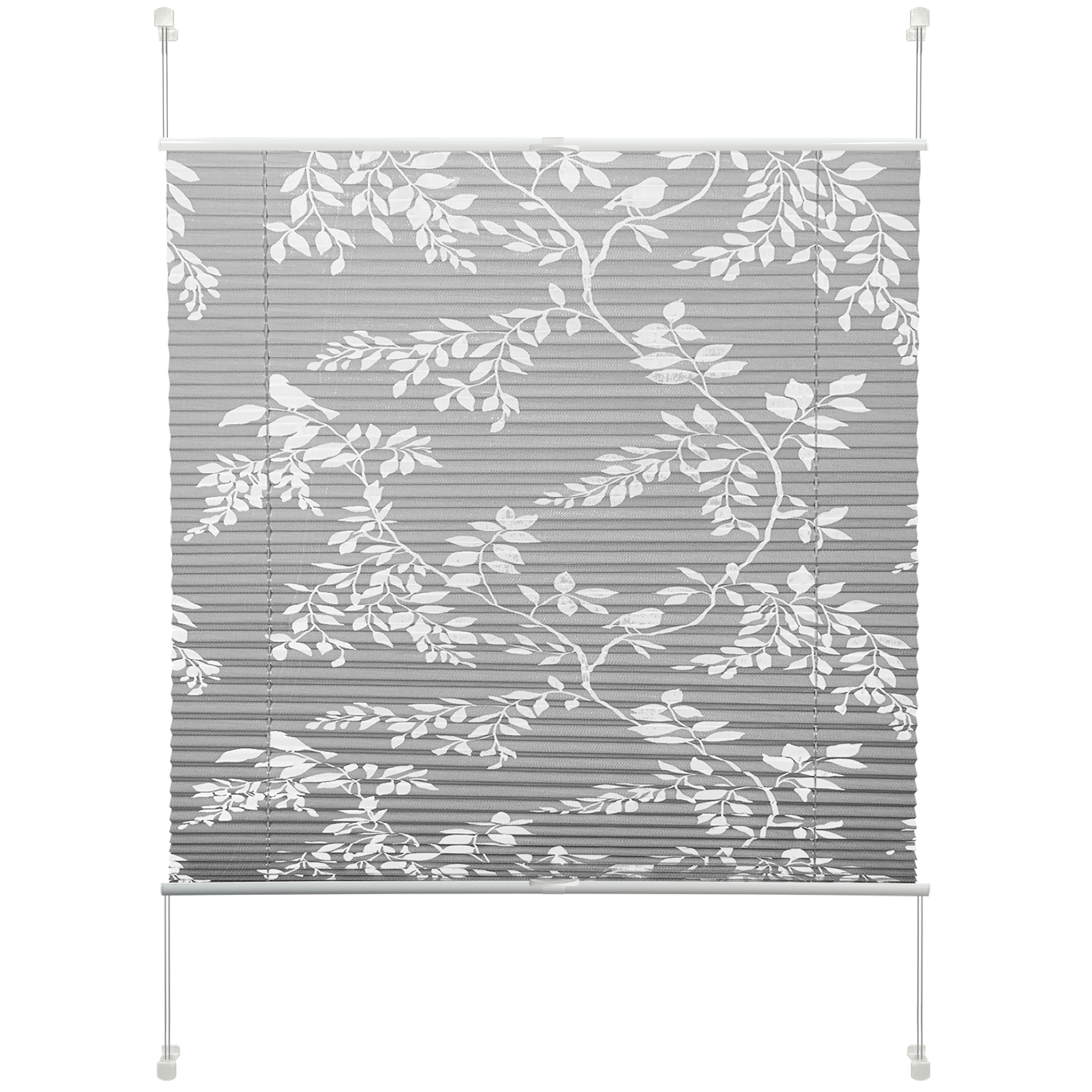 Plissee - dunkelgrau - floral - 75x130 cm
