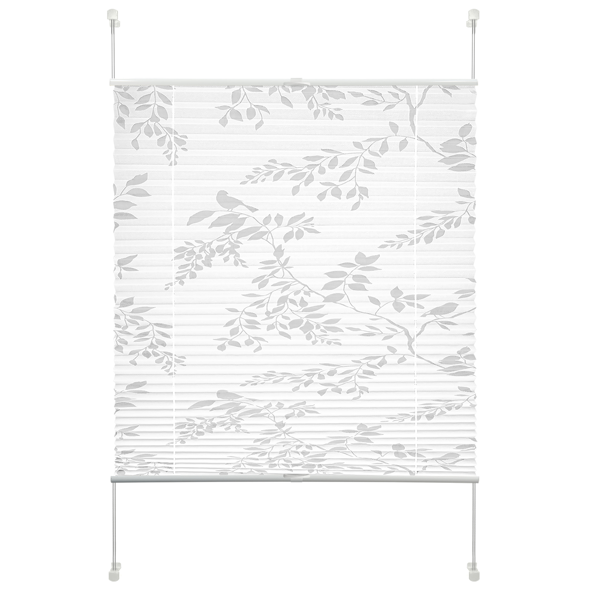 Plissee - weiß - floral - 90x130 cm