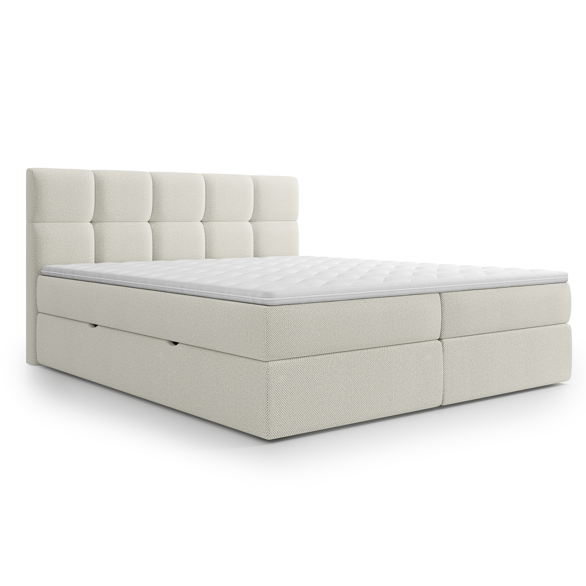 Polsterbett - beige - H3 - Bettkasten - inklusive Topper - 160x200 cm