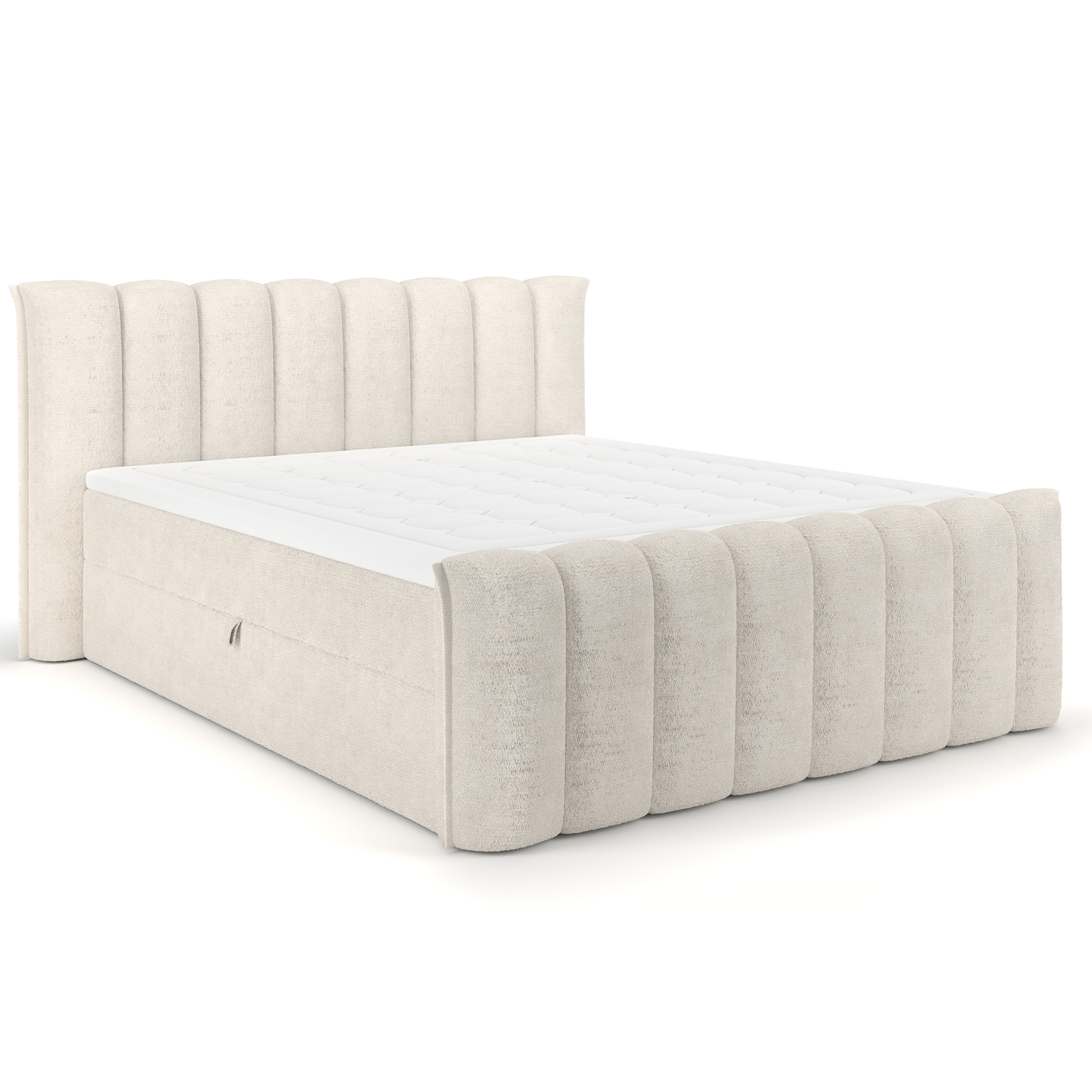 Polsterbett - beige - mit Bettkasten - 9 Liegezonen - mit Topper - 160x200 cm