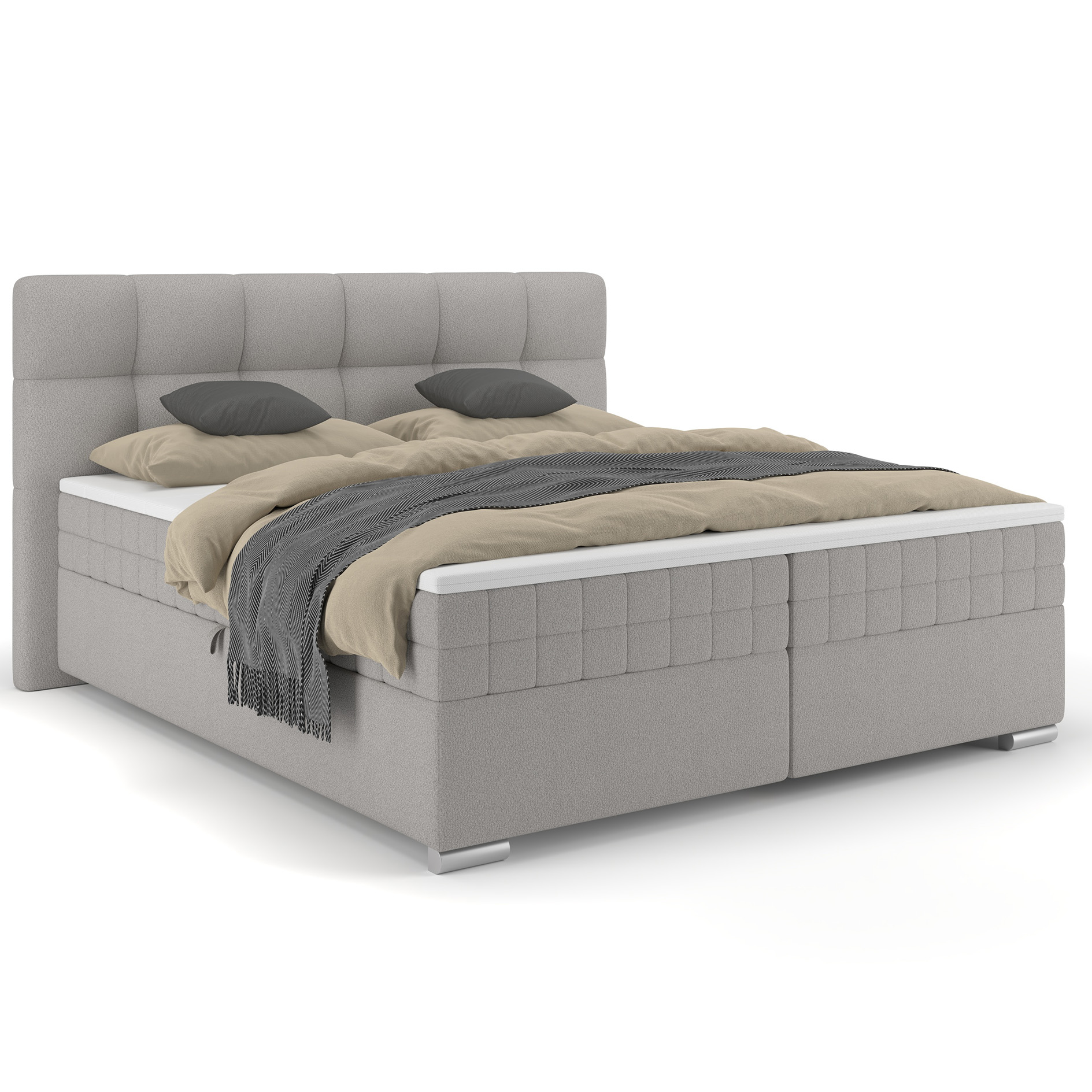 Polsterbett - beige - mit Bettkasten - H2 - 160x200 cm