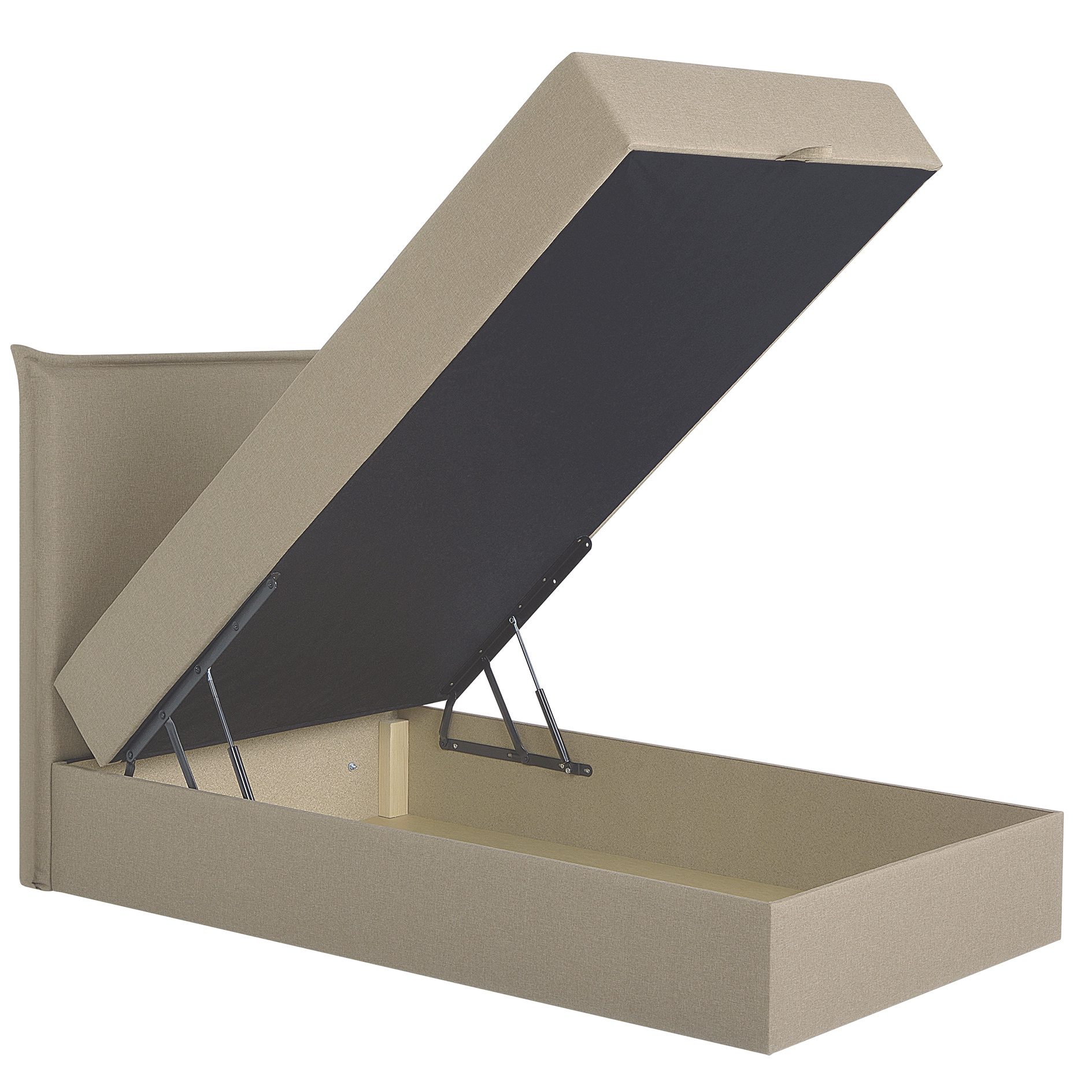 Polsterbett - beige - mit Bettkasten - H3 - 100x200 cm