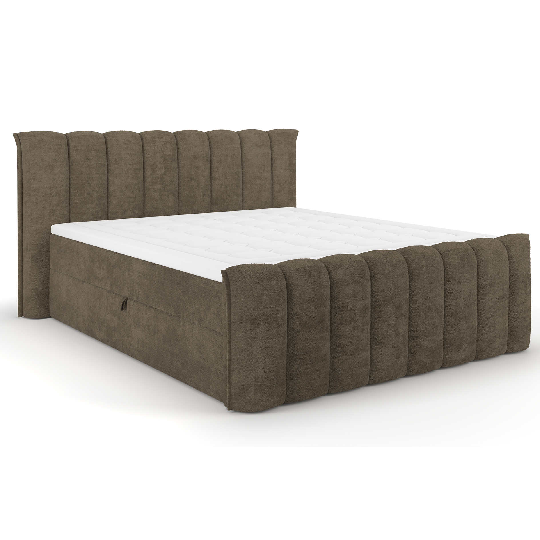 Polsterbett - braun - mit Bettkasten - 9 Liegezonen - mit Topper - 180x200 cm