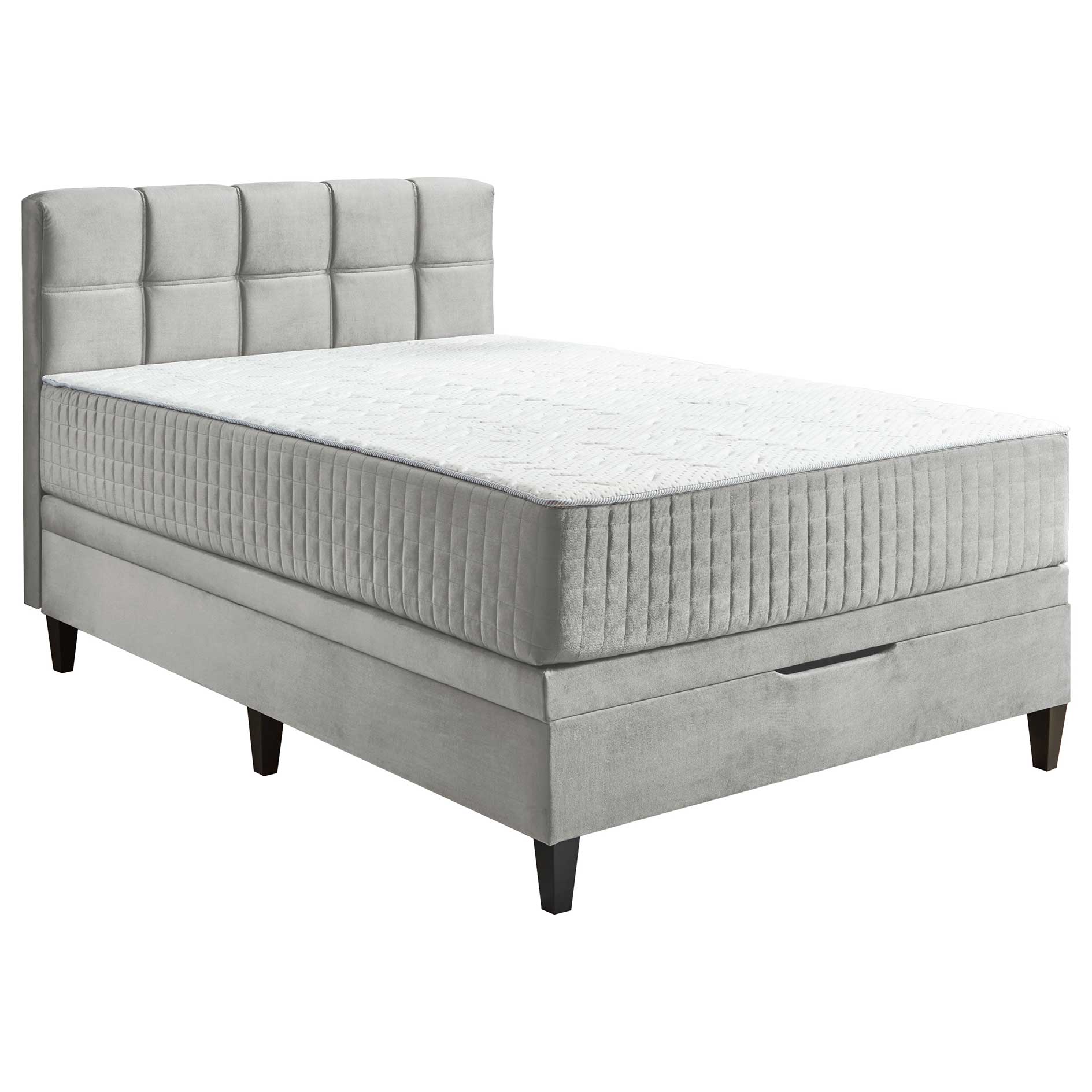 Polsterbett - silber - H2/H3 - mit Bettkasten - 140x200 cm