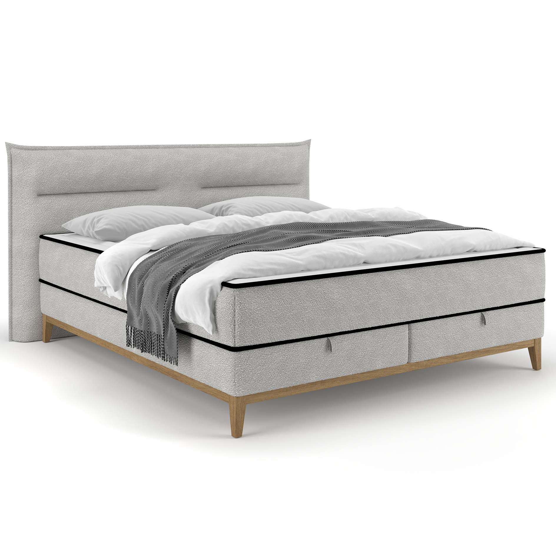 Polsterbett - silber - H2/H3 - mit Bettkasten - 9-Zonen - Taschenfederkern - 160x200 cm