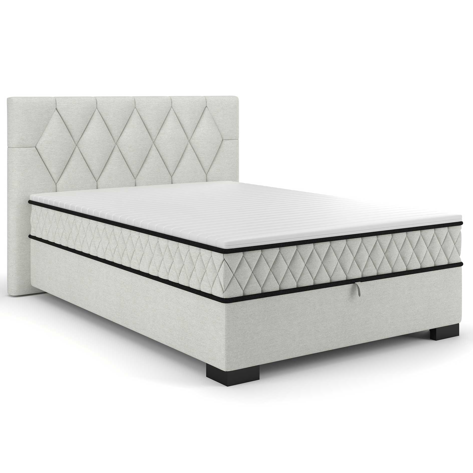 Polsterbett - silber - mit Bettkasten - H2/H3 - 120x220 cm