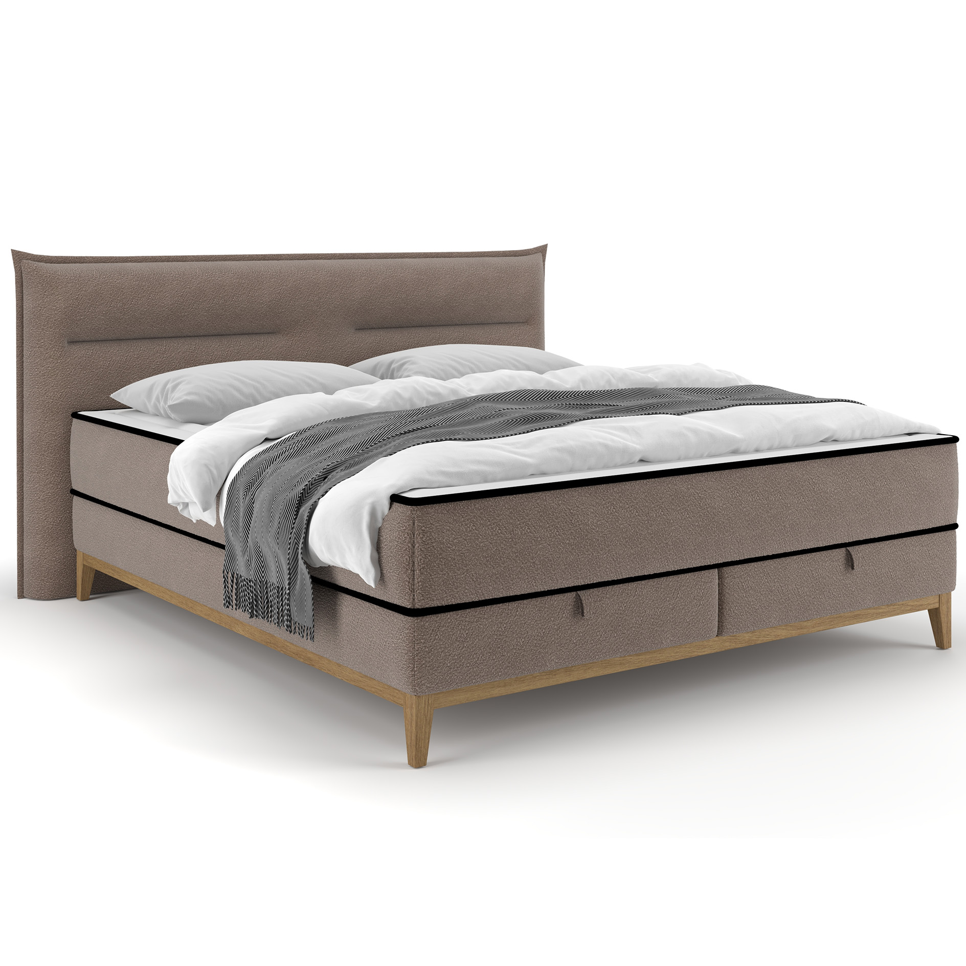 Polsterbett - taupe - H2/H3 - mit Bettkasten - 9-Zonen - Taschenfederkern - 160x200 cm