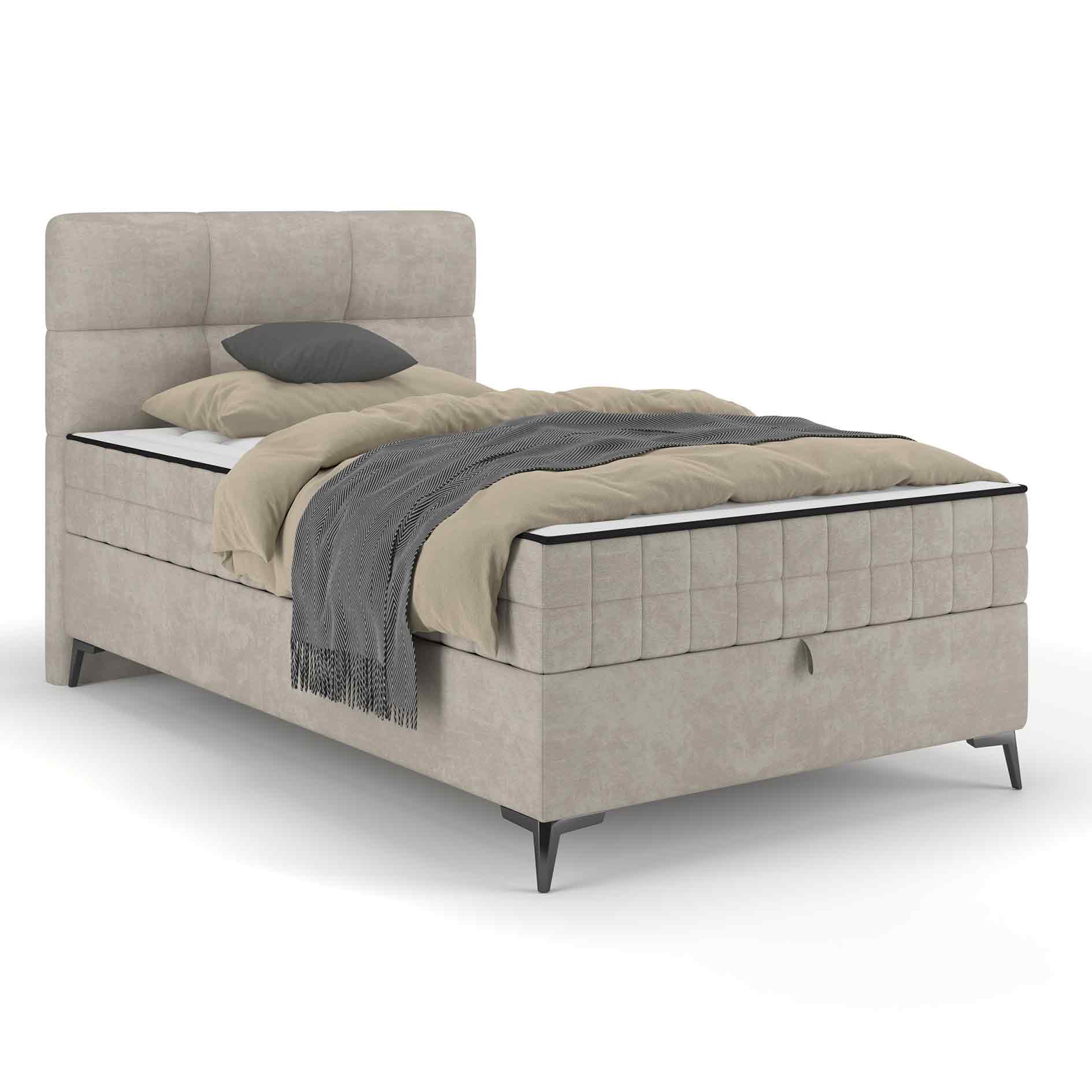 Polsterbett - taupe - mit Bettkasten - 7-Zonen-Taschenfederkern - 100x200 cm