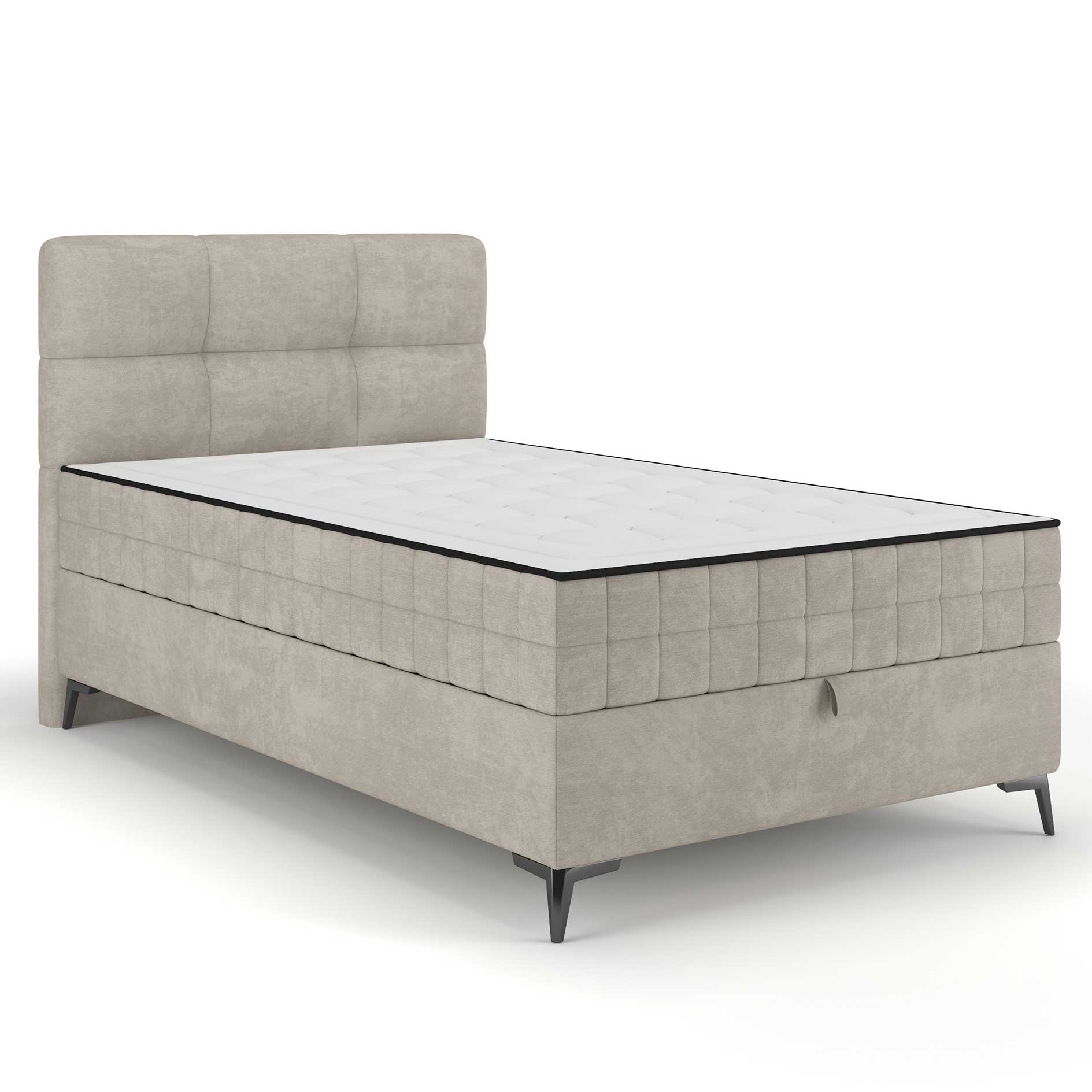 Polsterbett - taupe - mit Bettkasten - 7-Zonen-Taschenfederkern - 120x200 cm