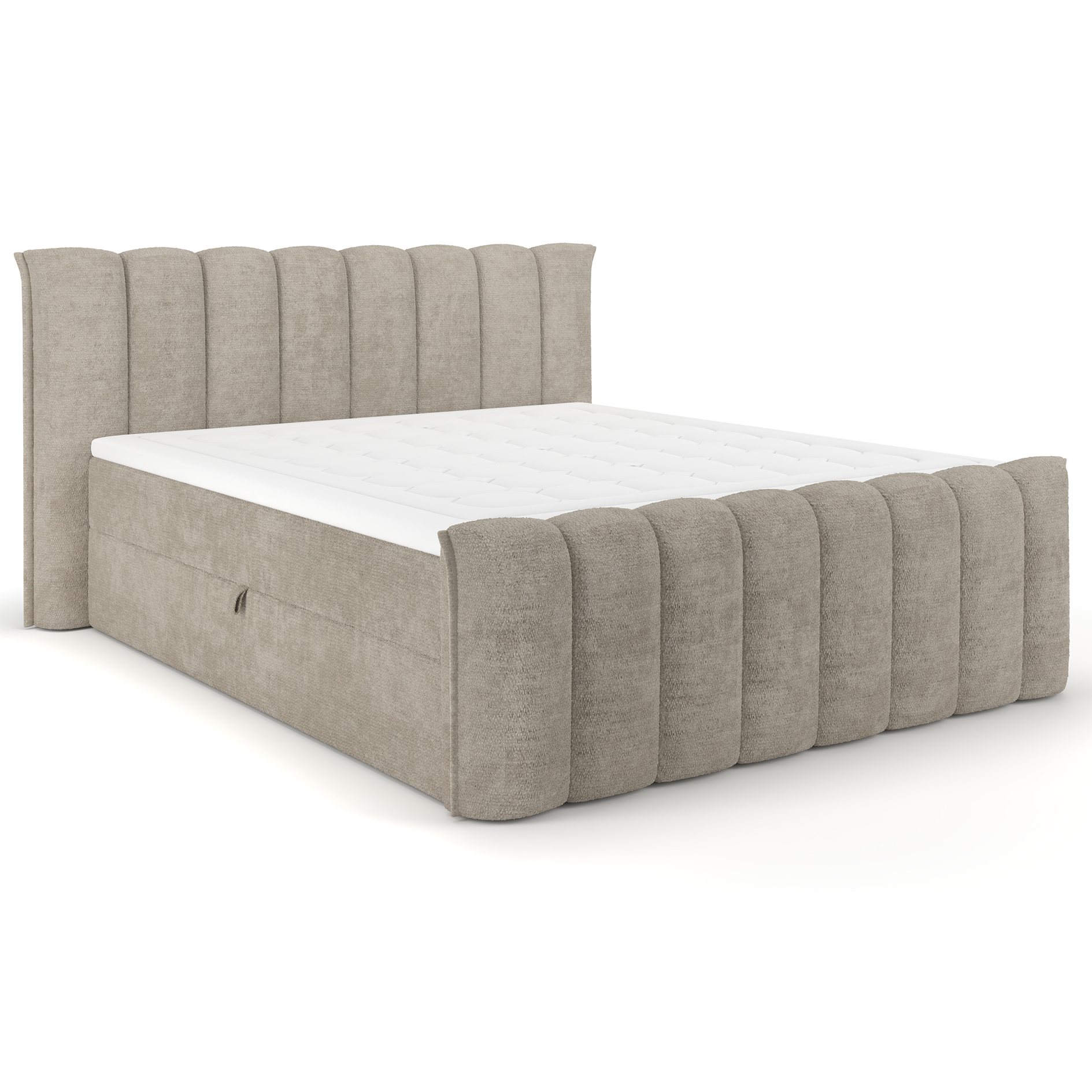 Polsterbett - taupe - mit Bettkasten - 9 Liegezonen - mit Topper - 180x200 cm