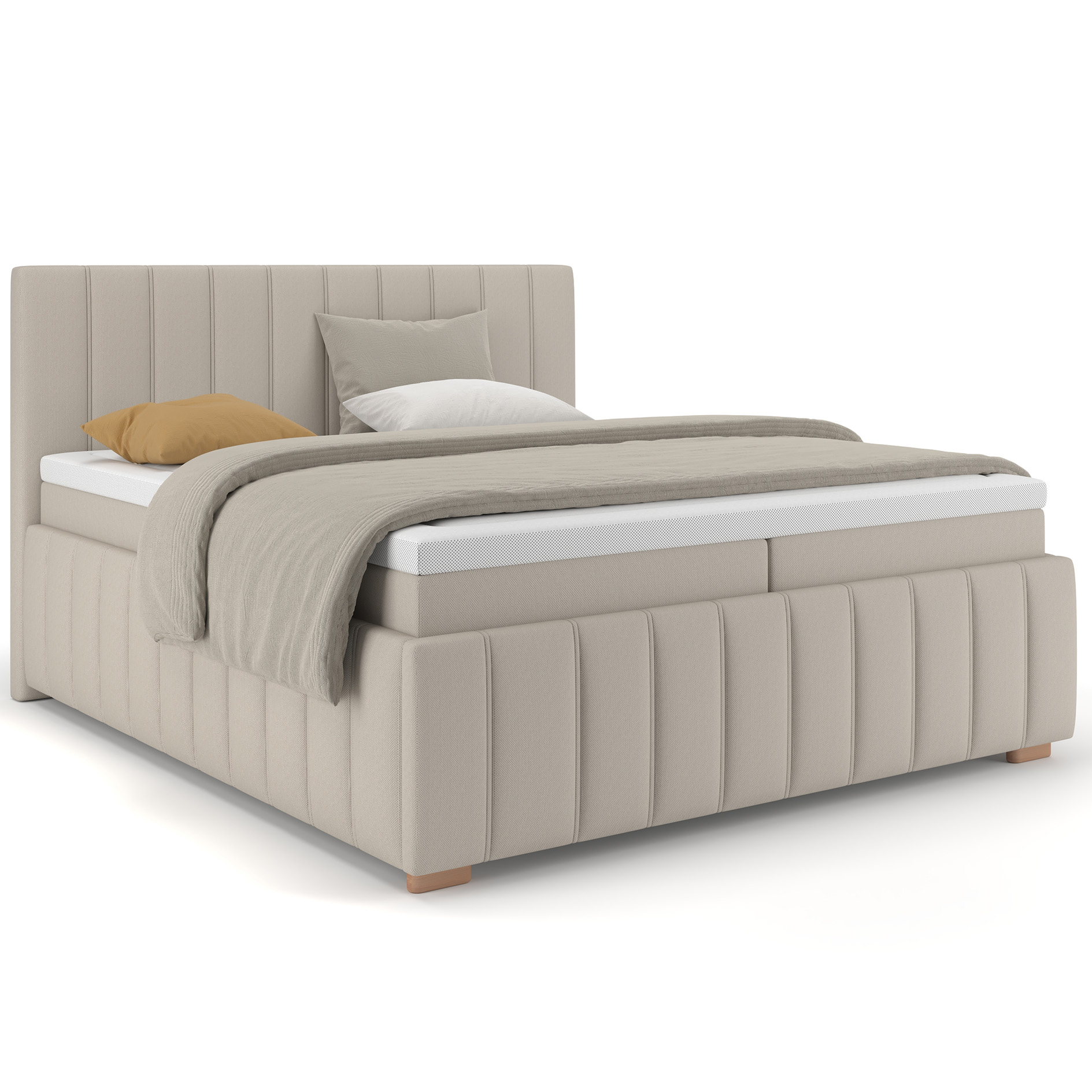 Polsterbett - taupe - mit Topper - Bettkasten - 180x200 cm