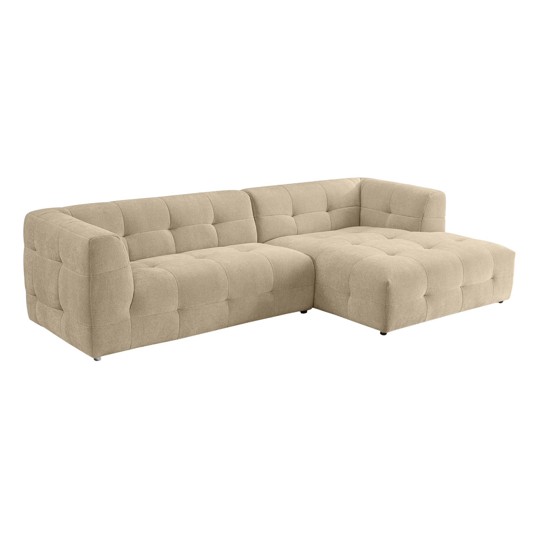 Polsterecke TENSO - beige - Webstoff mit Steppung - Recamiere rechts
