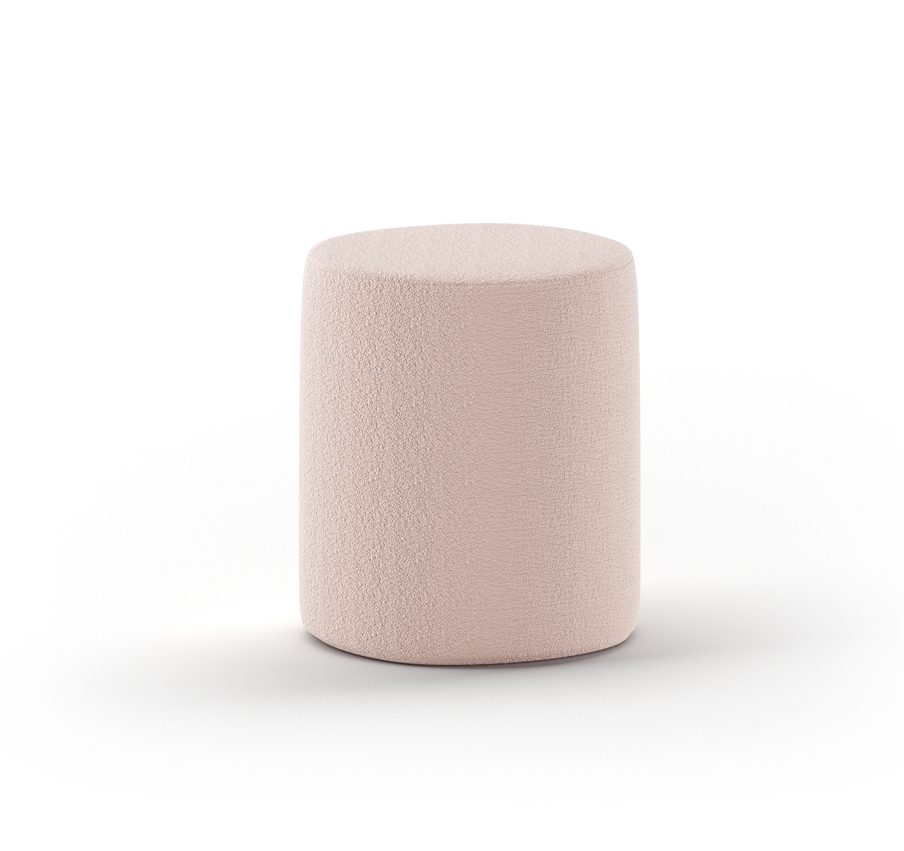 Polsterhocker-Nachttisch MOON - rosa - Bouclé Stoff - Ø 41 cm