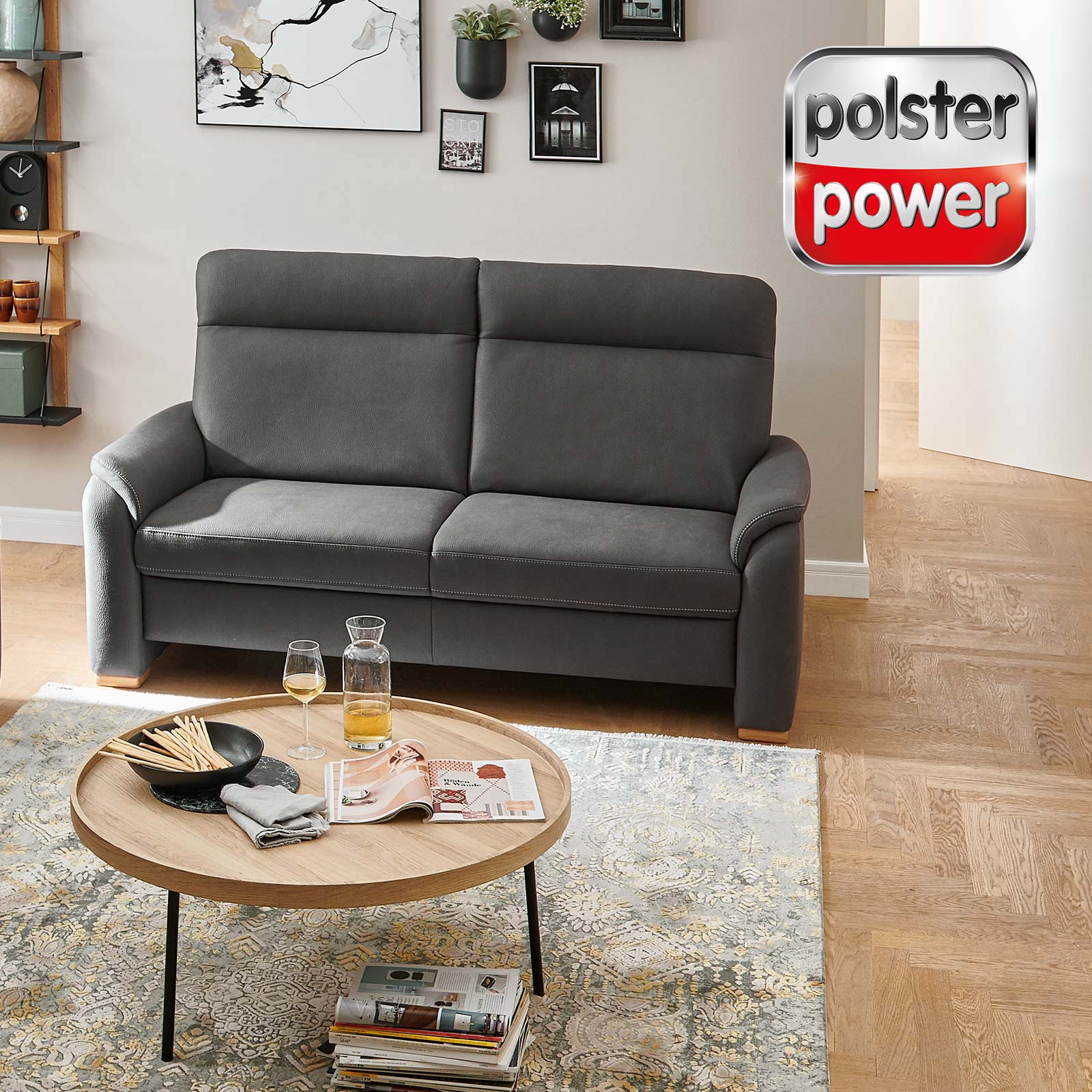 polsterpower 2,5-Sitzer Sofa - anthrazit