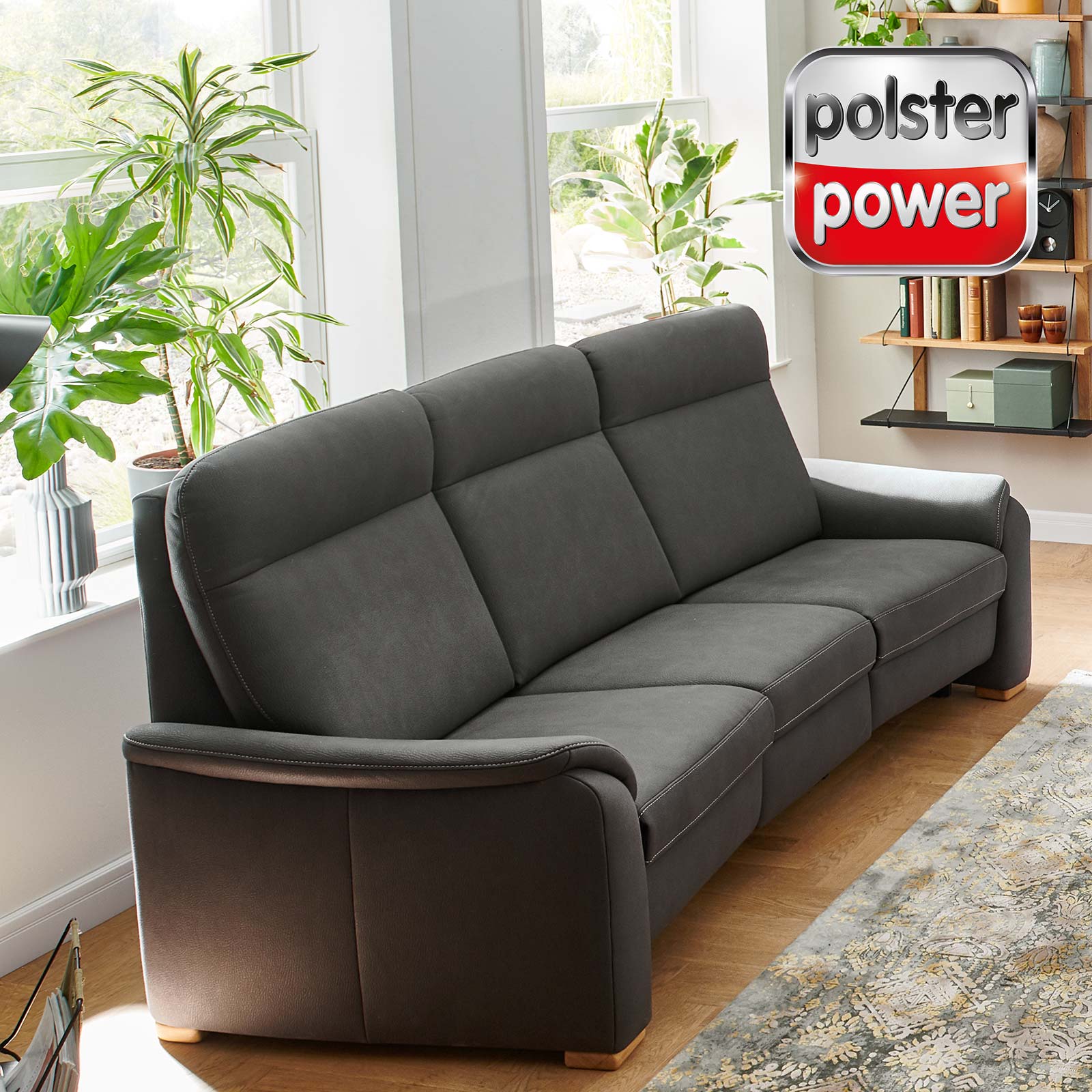 polsterpower 2-Sitzer - anthrazit - mit Funktionen