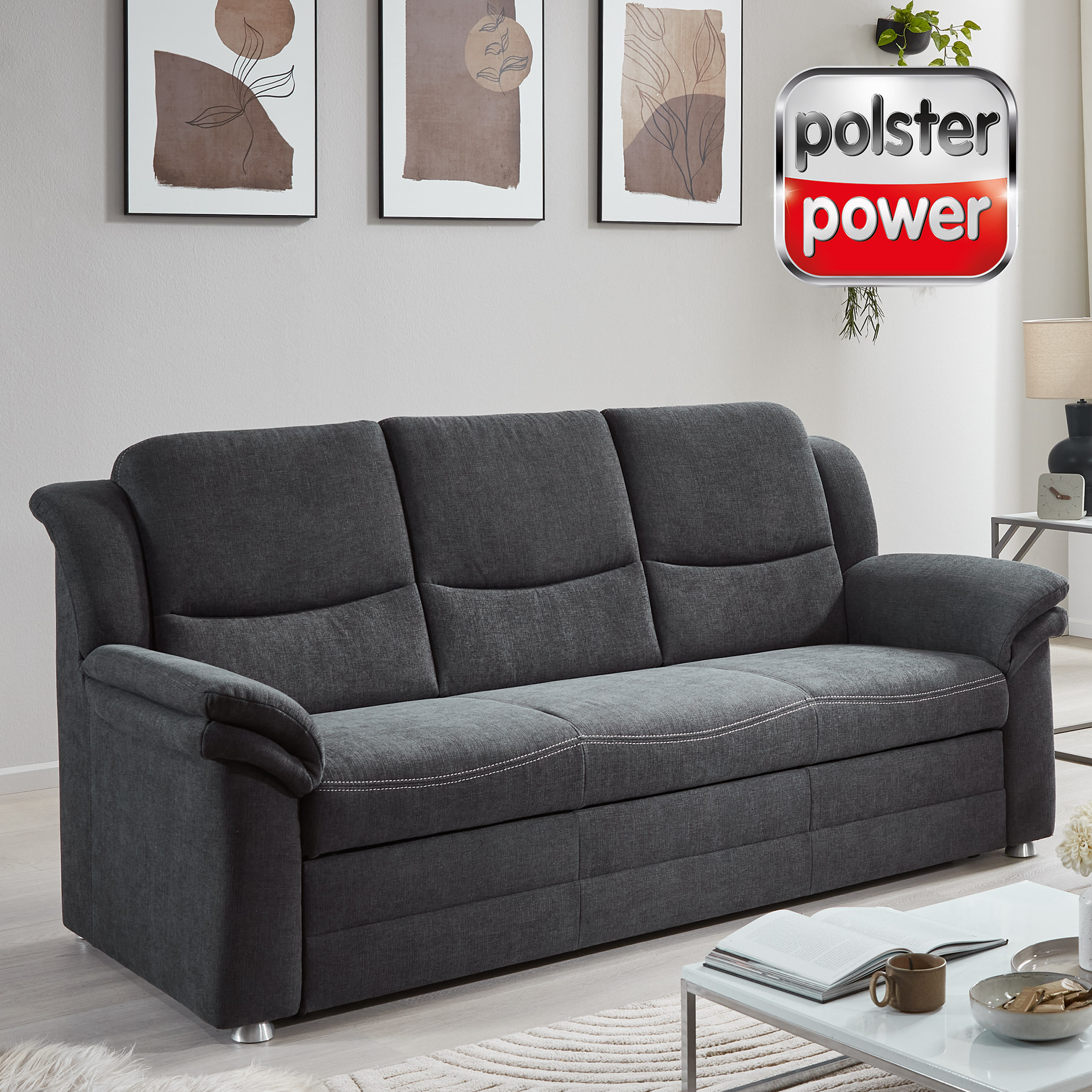 polsterpower 3-Sitzer - anthrazit - Basismodell