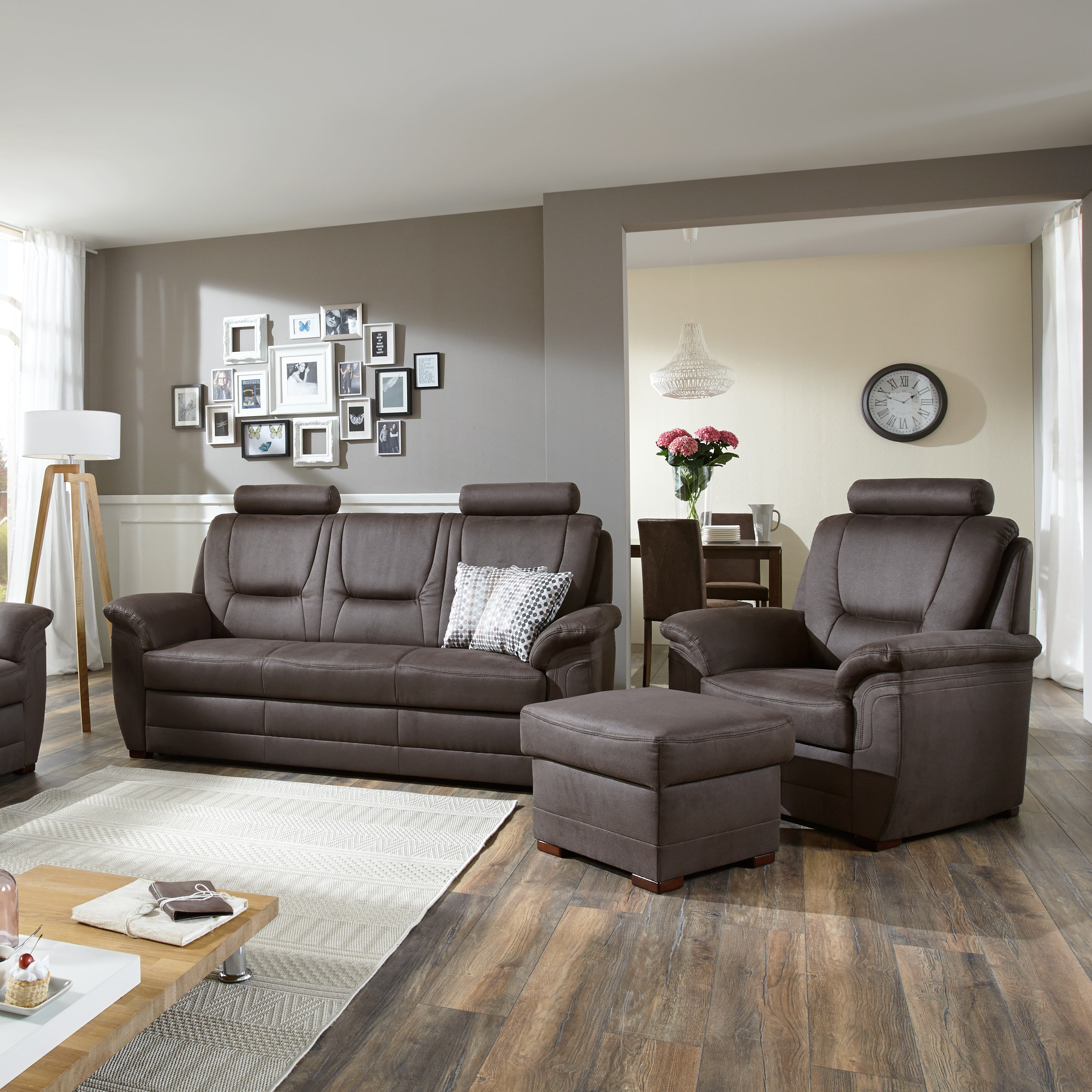 polsterpower 3-Sitzer Sofa - nougat - Bonellfederkern