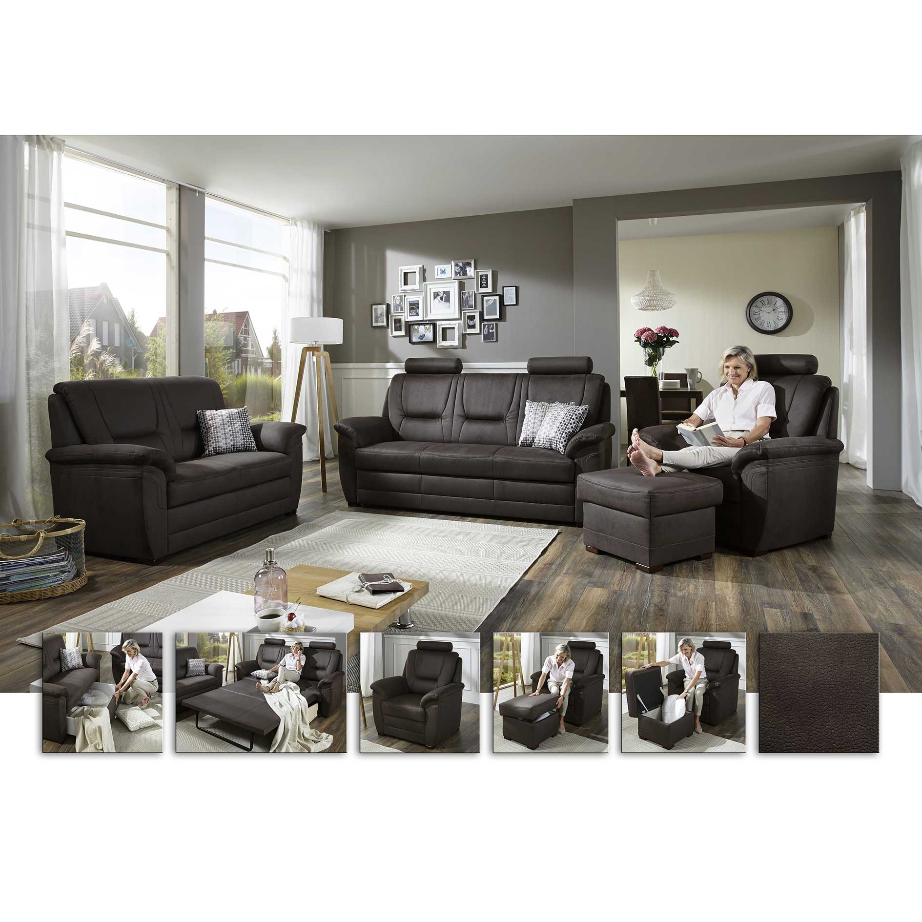 polsterpower 3-Sitzer Sofa - nougat - Bonellfederkern