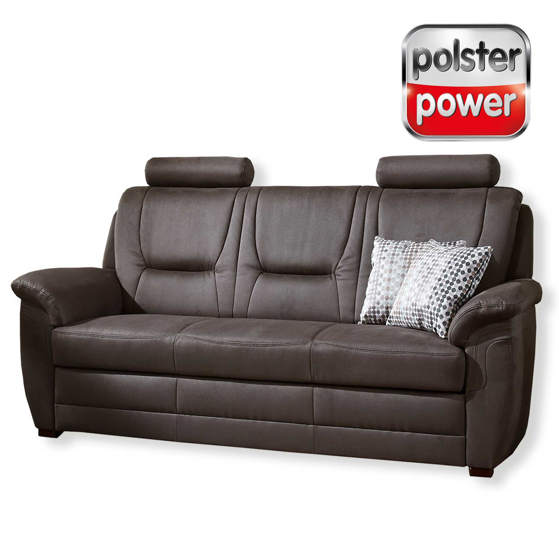polsterpower 3-Sitzer Sofa - nougat - Liegefunktion - Bonellfederkern