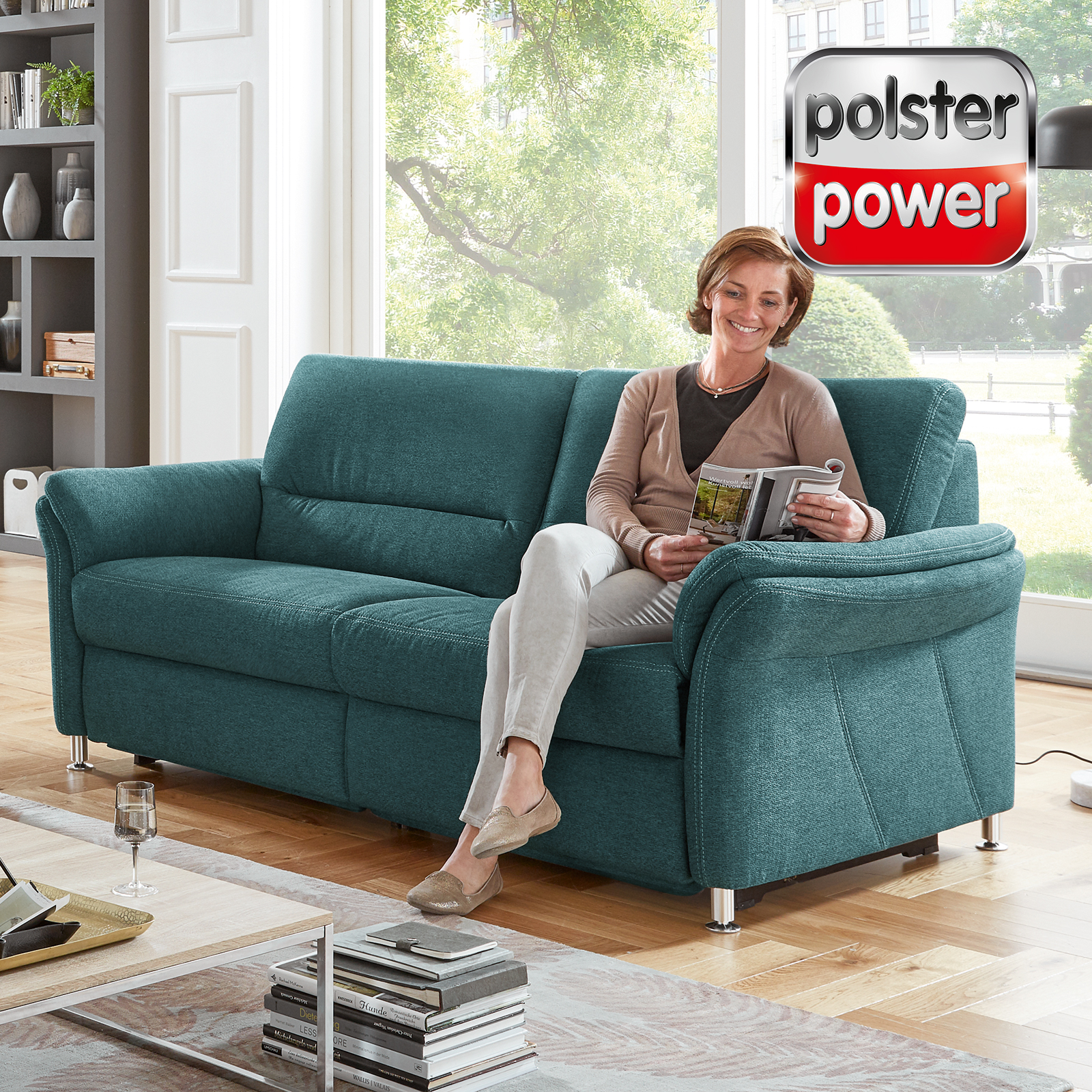 polsterpower 3-Sitzer-Sofa - petrol - Basismodell