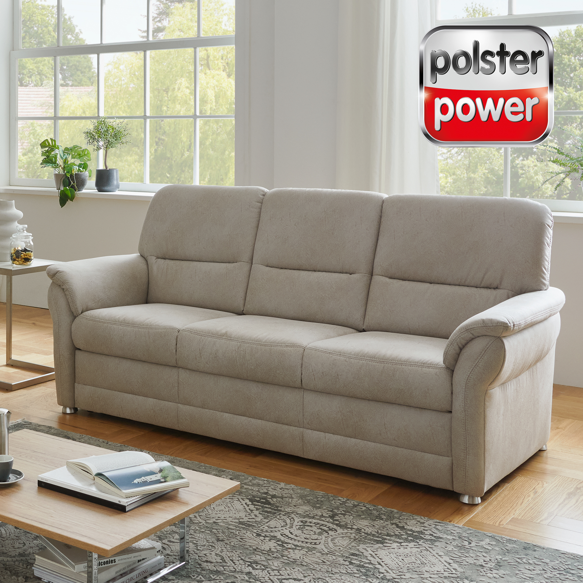polsterpower 3-Sitzer-Sofa - silber - Basismodell