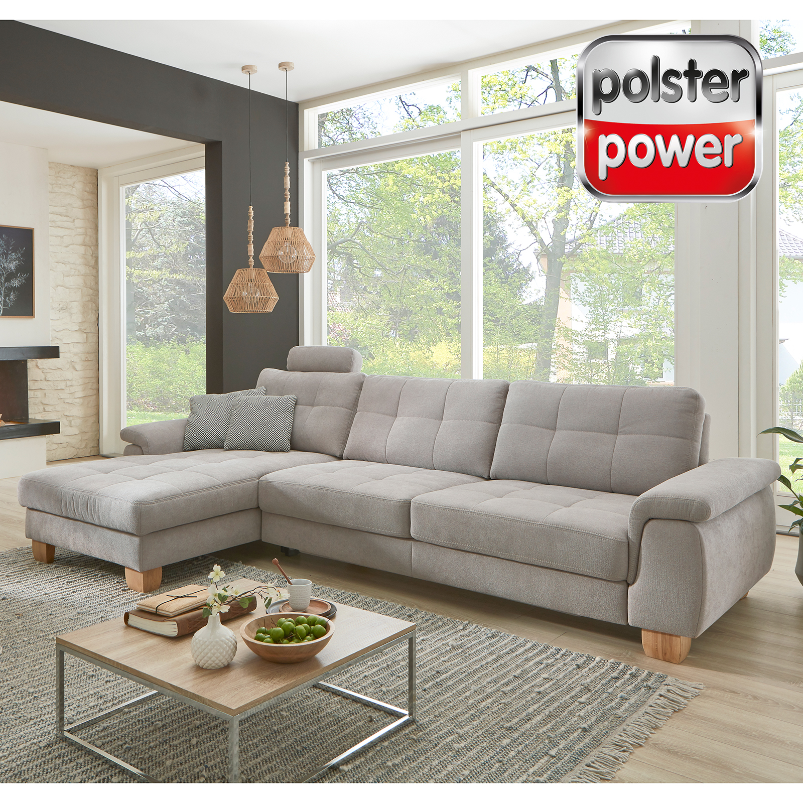 polsterpower Ecksofa - alu - Basismodell - Canape links