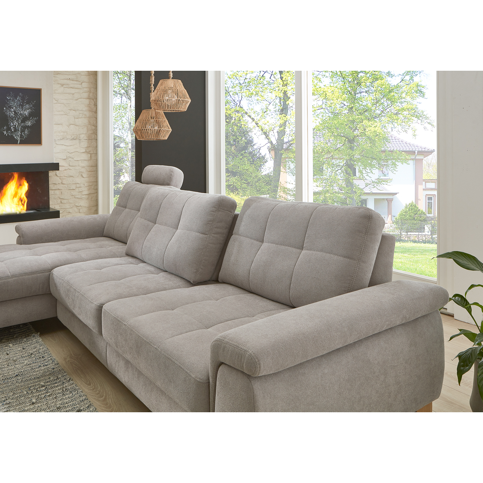 polsterpower Ecksofa - alu - mit Funktionen - Canape links
