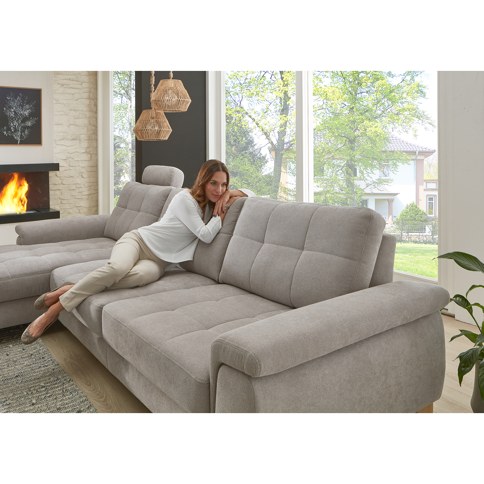 polsterpower Ecksofa - alu - mit Funktionen - Canape links