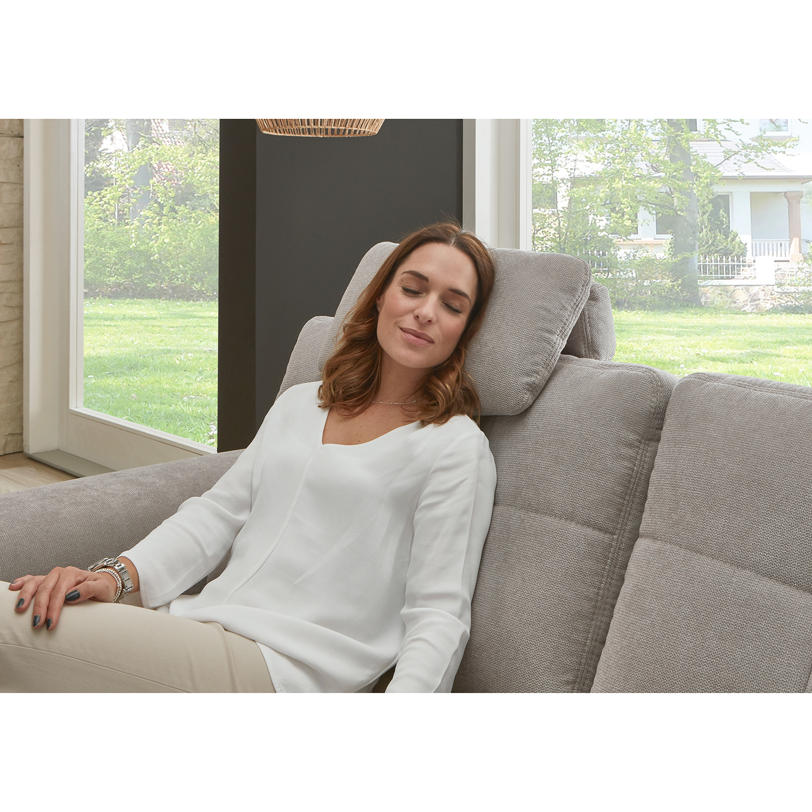 polsterpower Ecksofa - alu - mit Funktionen - Canape links