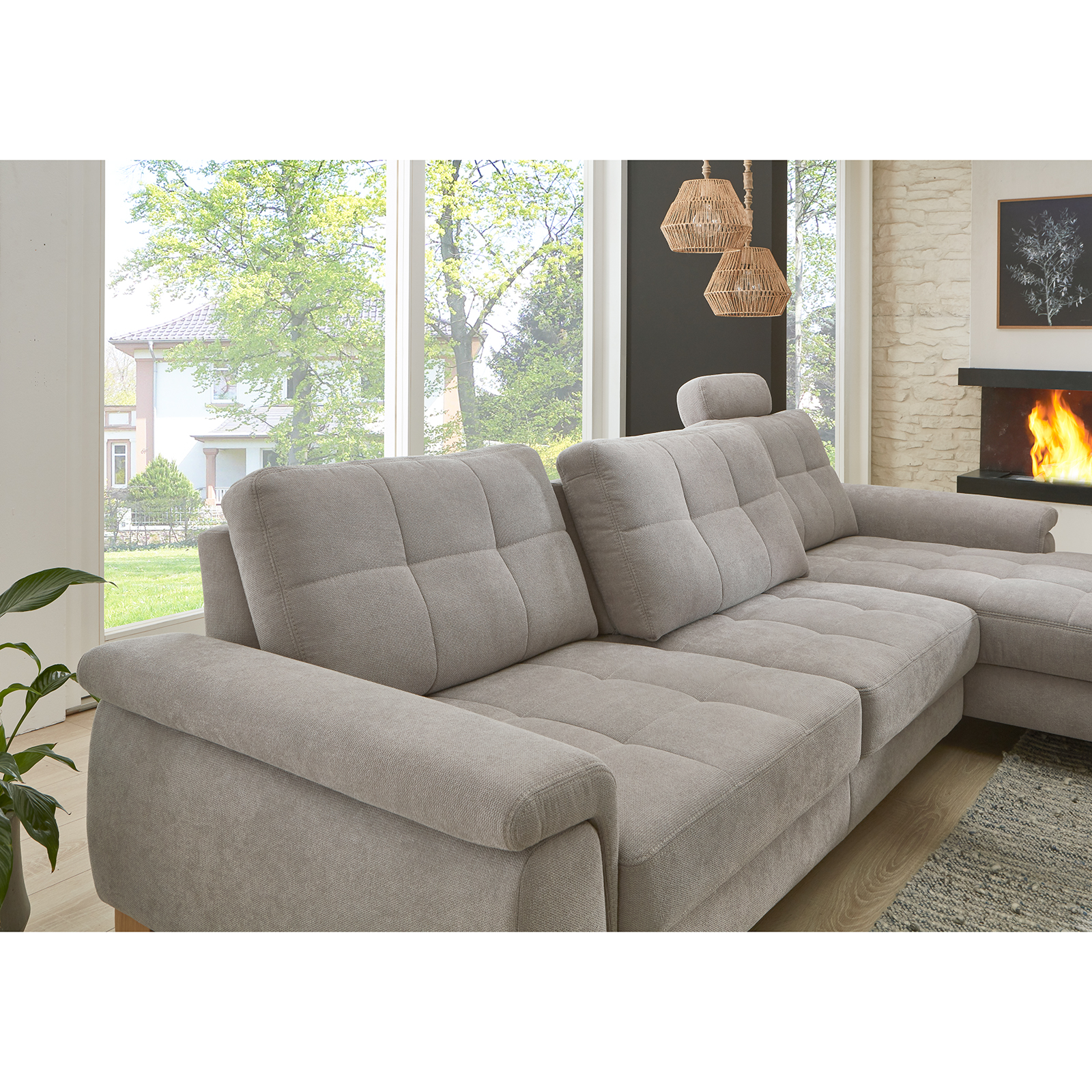 polsterpower Ecksofa - alu - mit Funktionen - Canape rechts