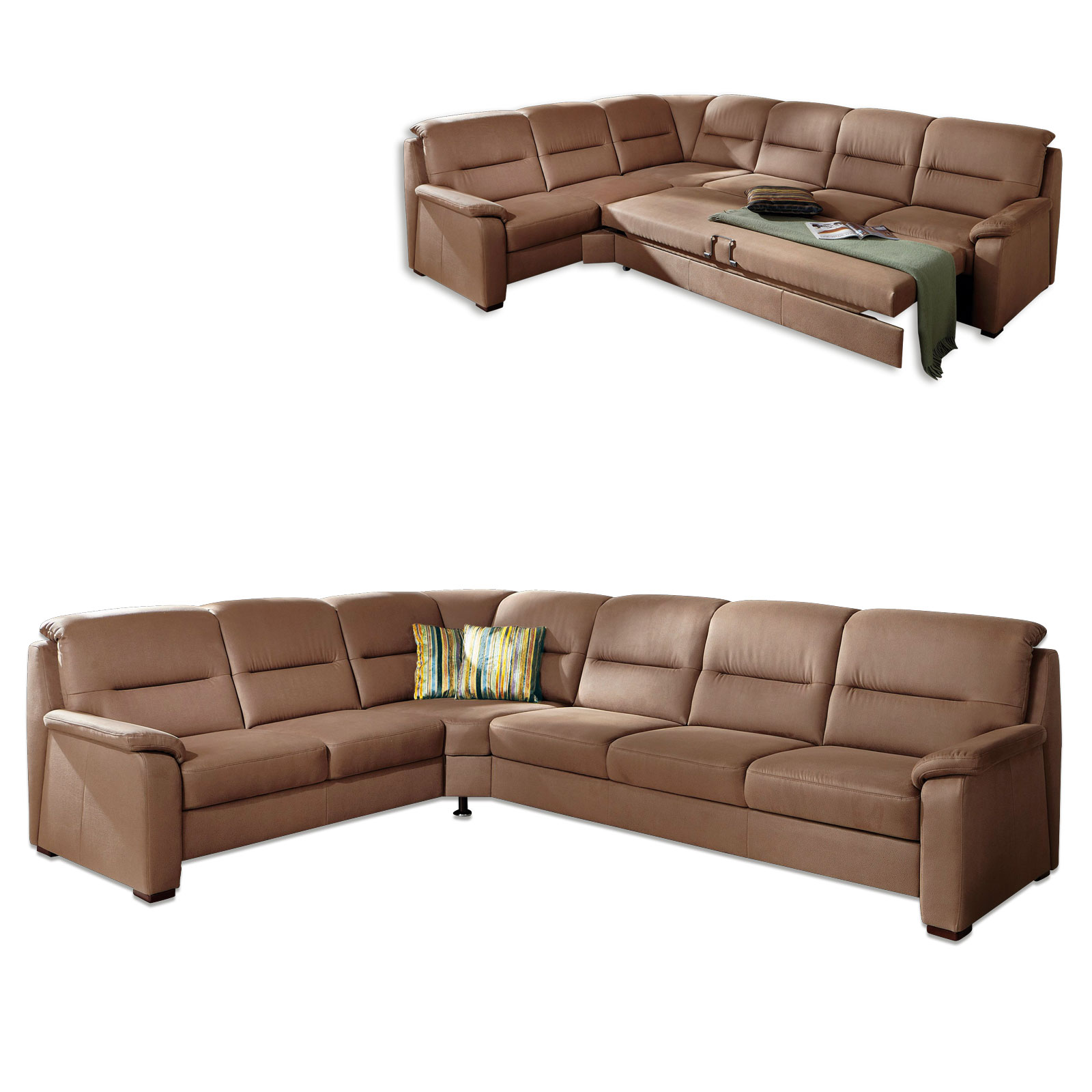 polsterpower Ecksofa - braun - Liegefunktion - 2-Sitzer links