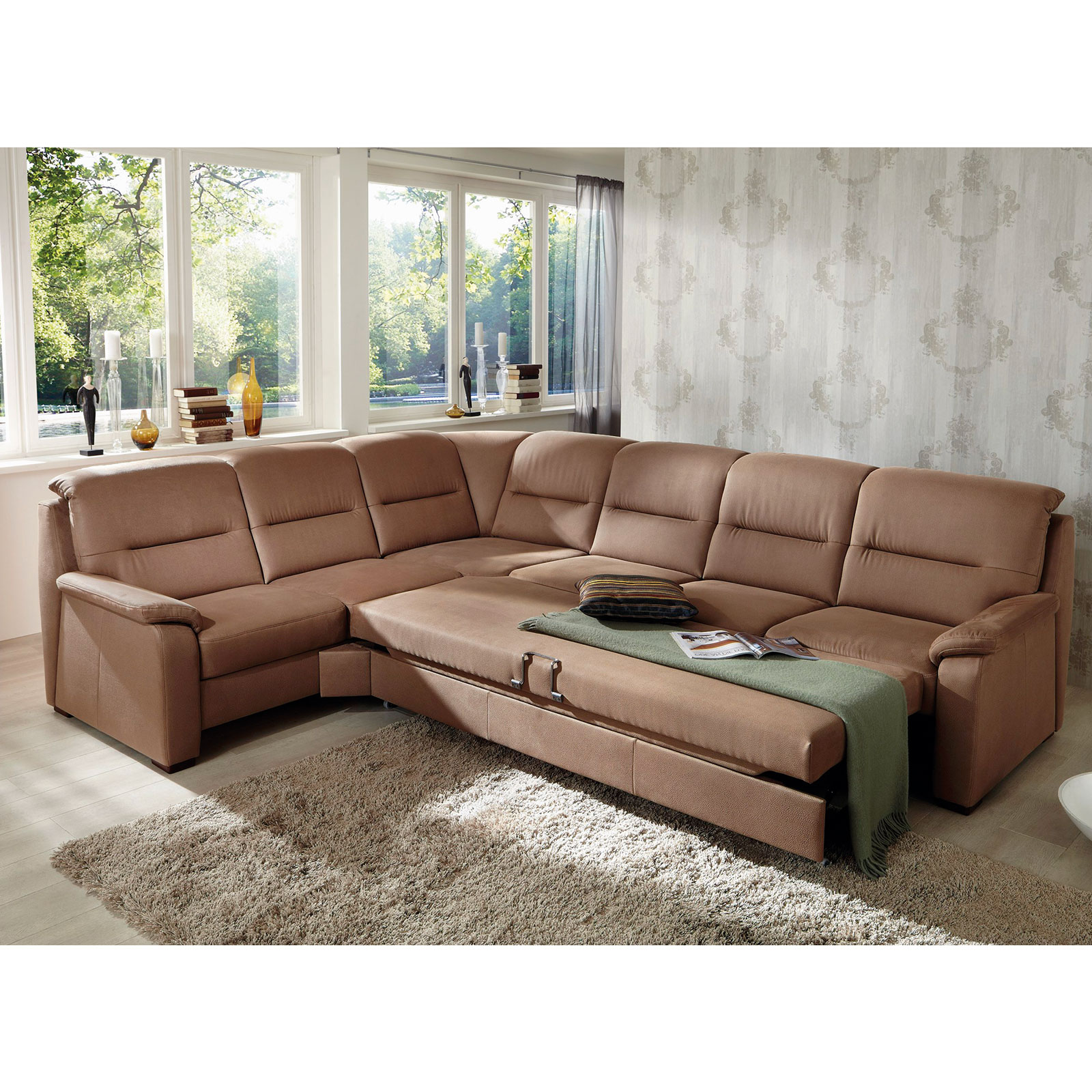 polsterpower Ecksofa - braun - Liegefunktion - 2-Sitzer links