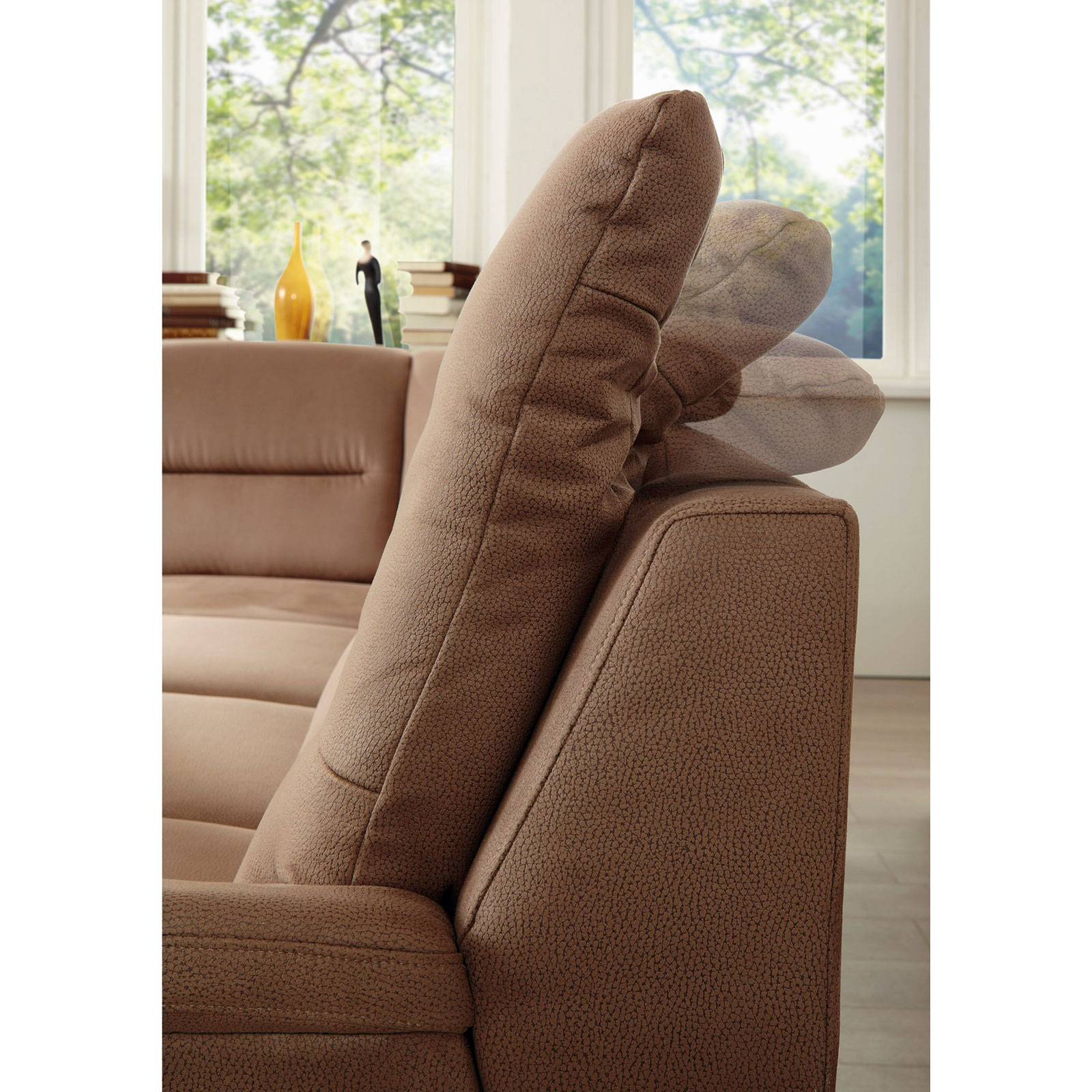 polsterpower Ecksofa - braun - Liegefunktion - 2-Sitzer links