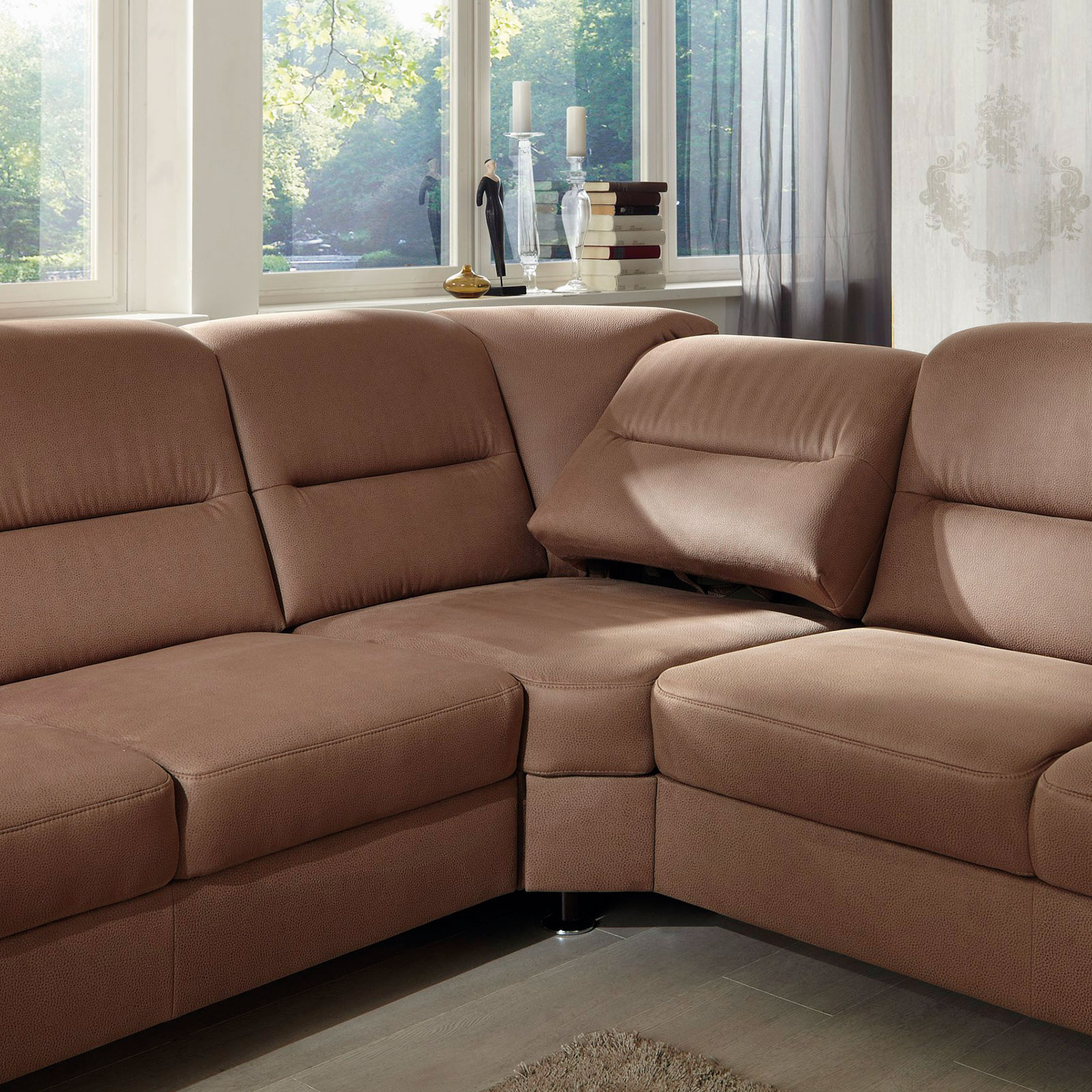 polsterpower Ecksofa - braun - Liegefunktion - 2-Sitzer links