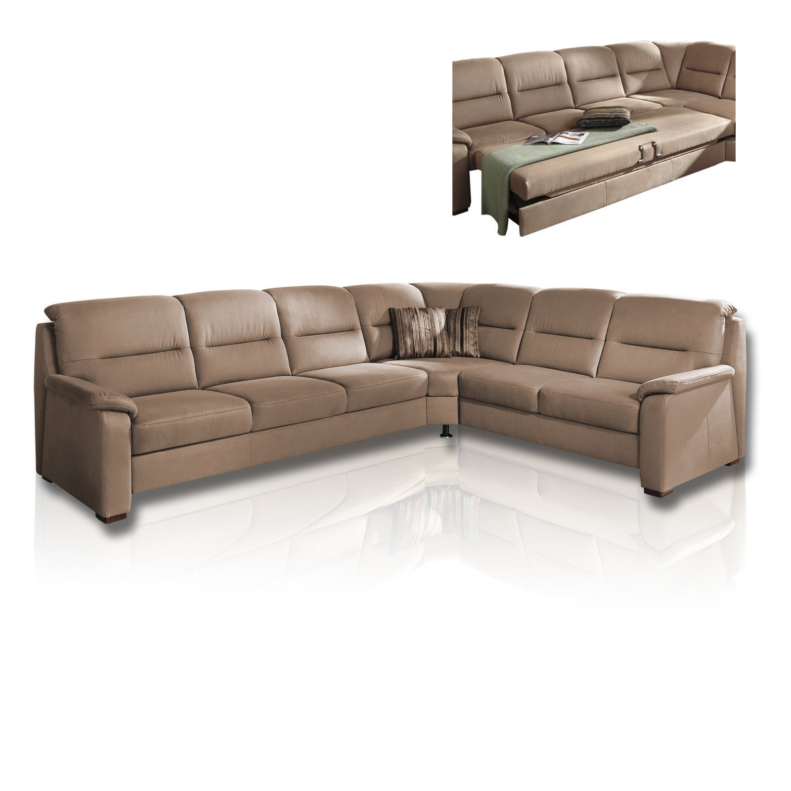 polsterpower Ecksofa - braun - Liegefunktion - 2-Sitzer rechts