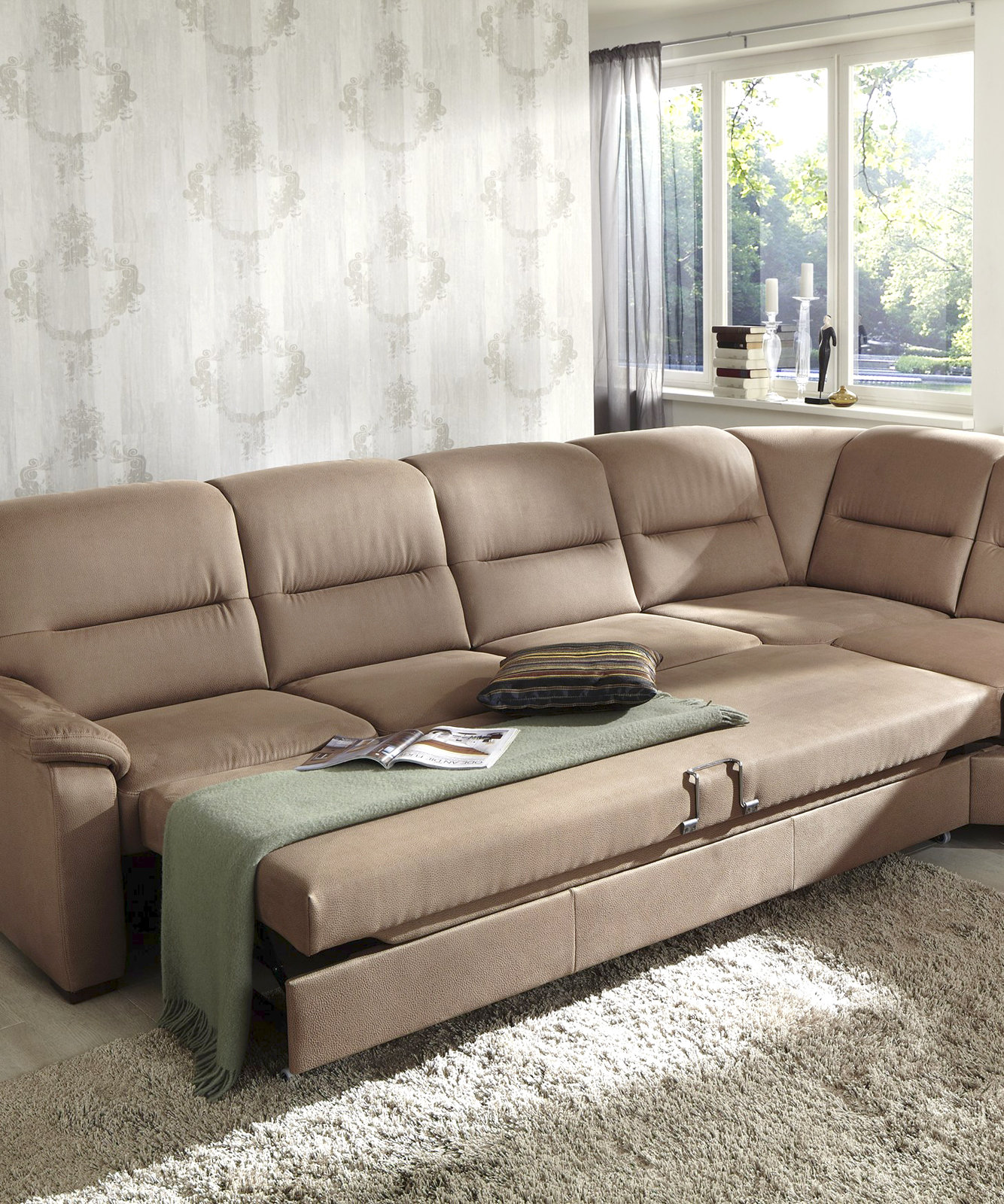 polsterpower Ecksofa - braun - Liegefunktion - 2-Sitzer rechts