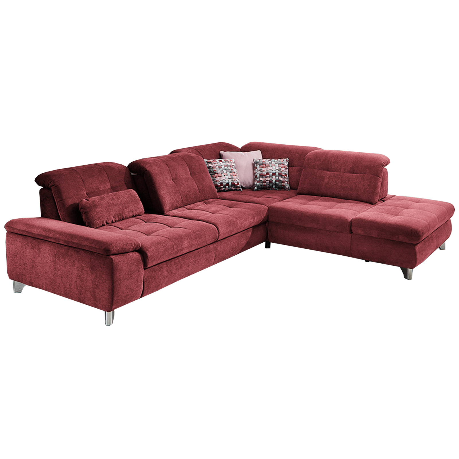 polsterpower Ecksofa - cherry - Microchenille - Sitztiefenverstellung - Anstellhocker rechts