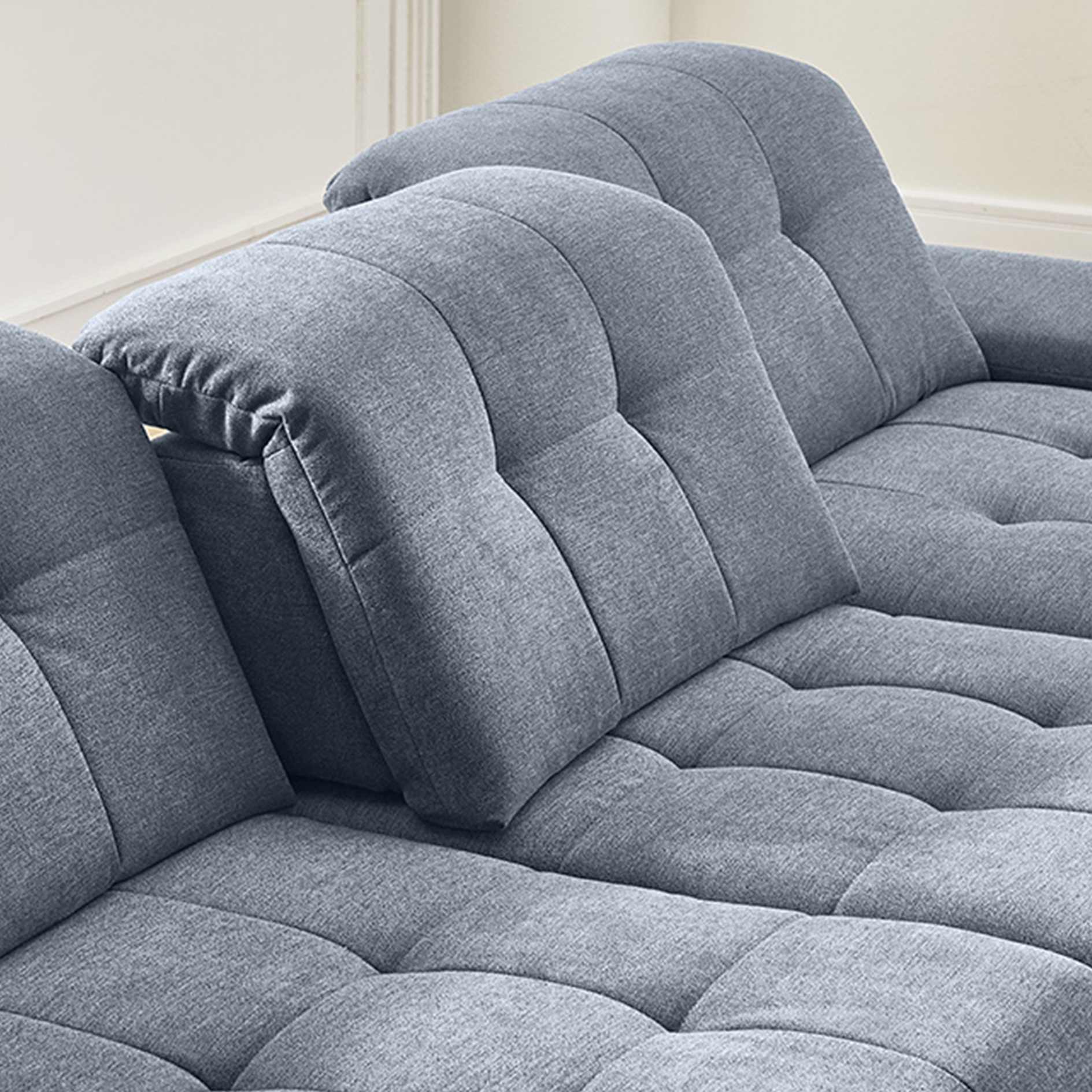 polsterpower Ecksofa - eisblau - mit Sitztiefenverstellung - links