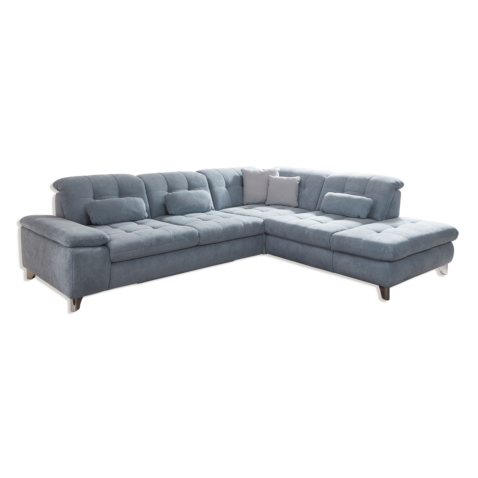 polsterpower Ecksofa - eisblau - mit Sitztiefenverstellung - links