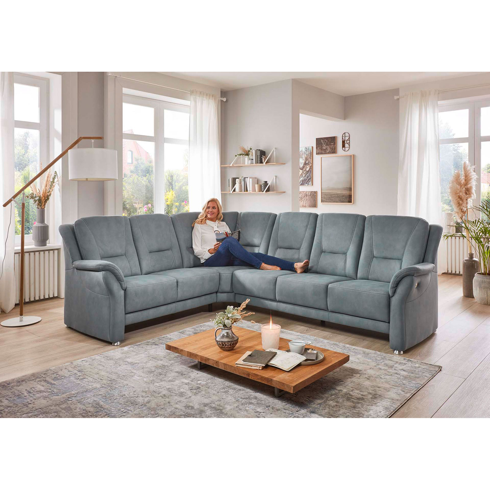 polsterpower Ecksofa - Feeling steel - Microfaser