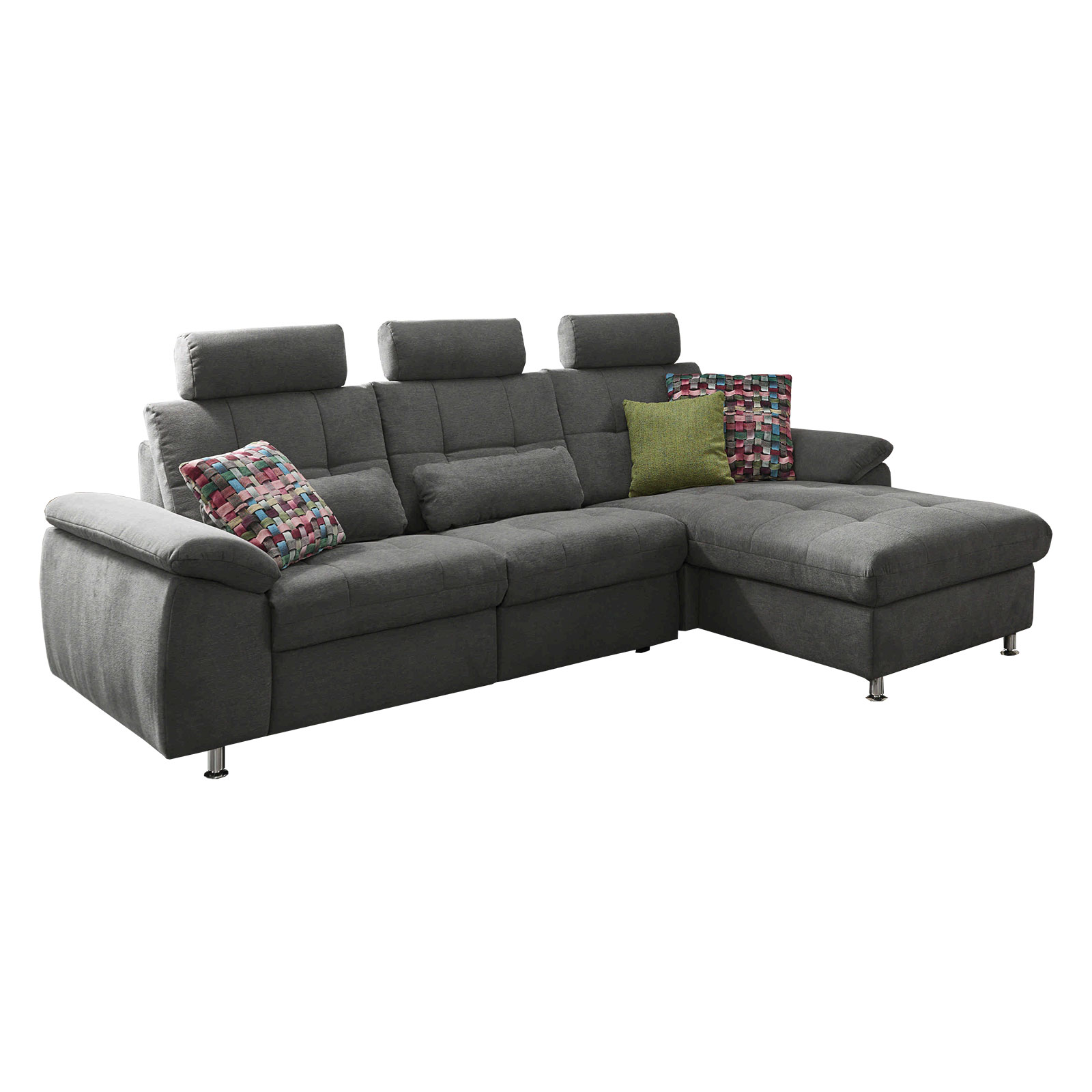 polsterpower Ecksofa - grau - motorisiert - Canapé rechts
