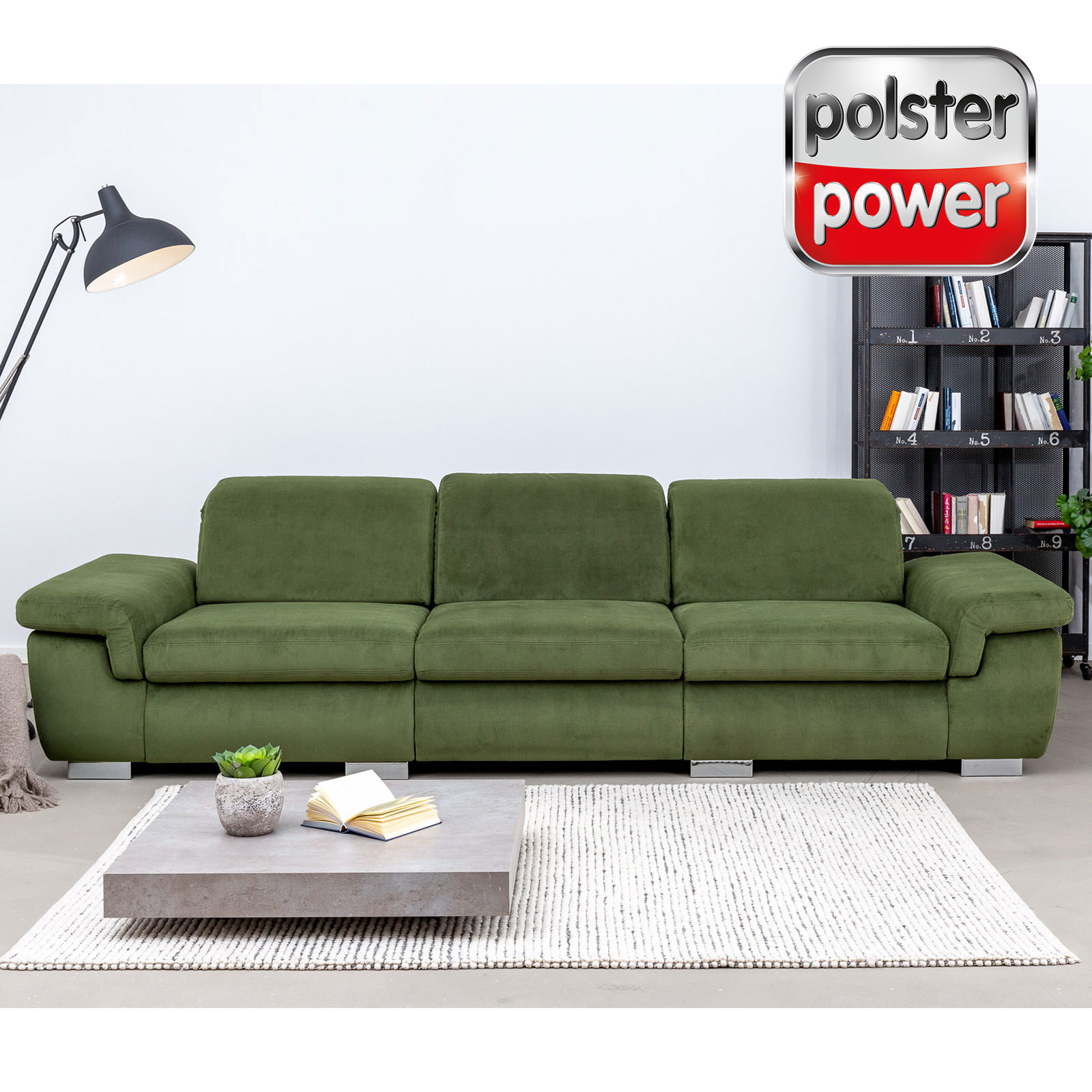 polsterpower Ecksofa - grün - mit Funktionen