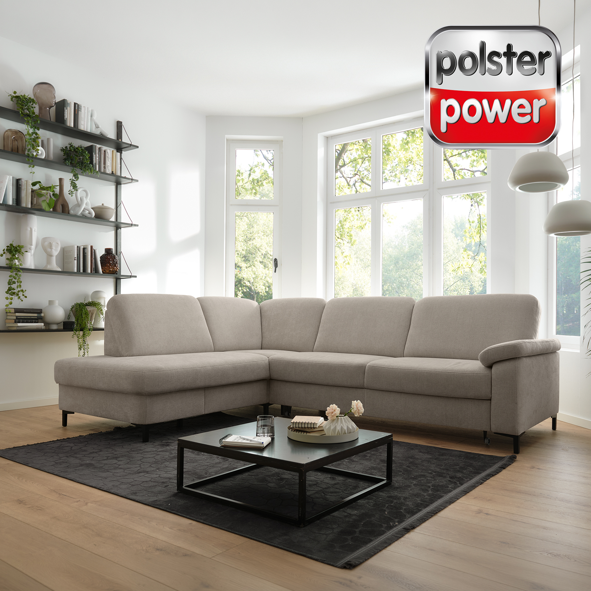 polsterpower Ecksofa - mandel - Basismodell - Kombielement links