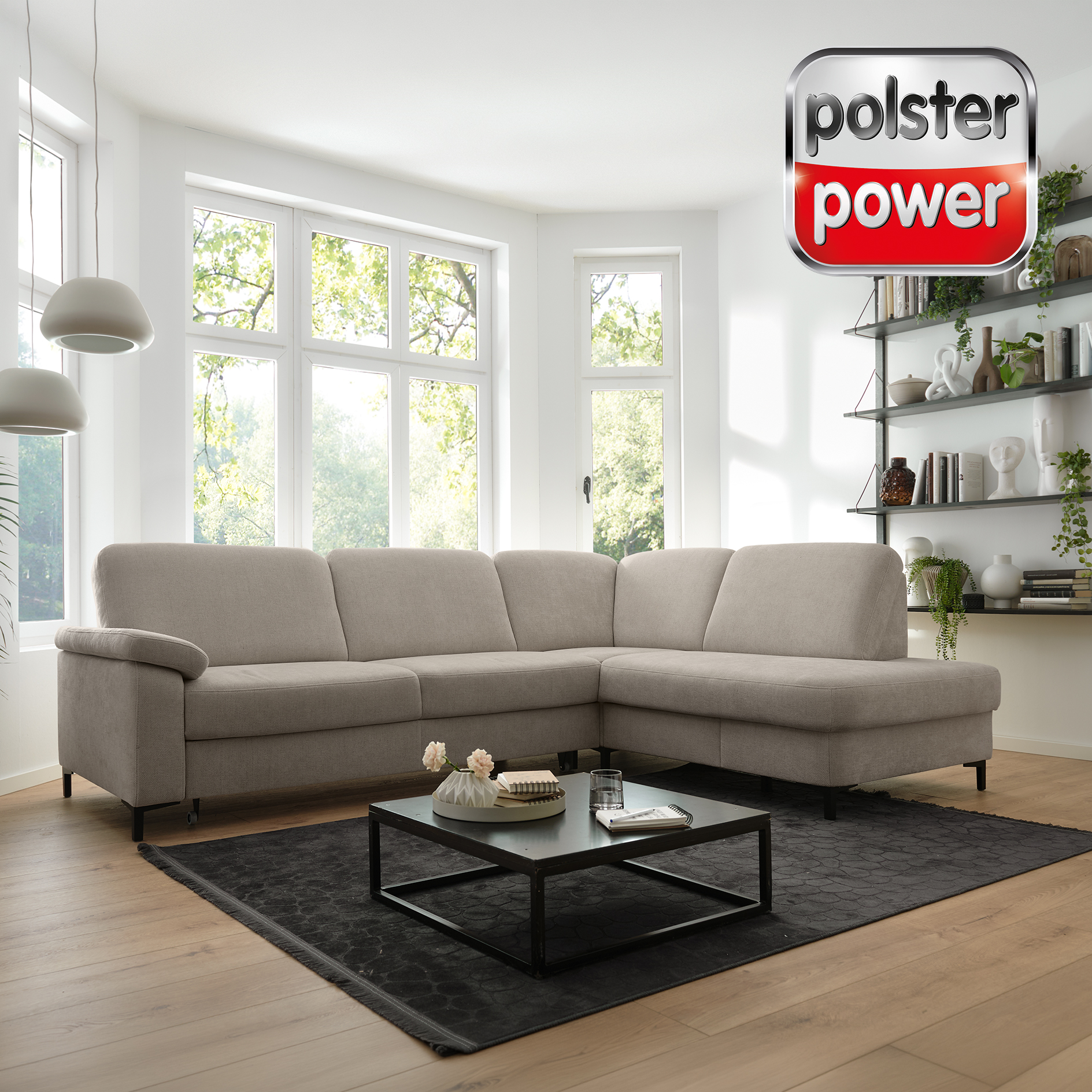 polsterpower Ecksofa - mandel - Basismodell - Kombielement rechts